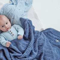 Aster & Oak Bluestone Cable Knit Blanket