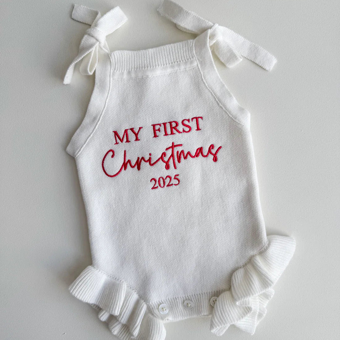 Petite Co FRILL TIE ROMPER | MILK - MY FIRST CHRISTMAS 2025