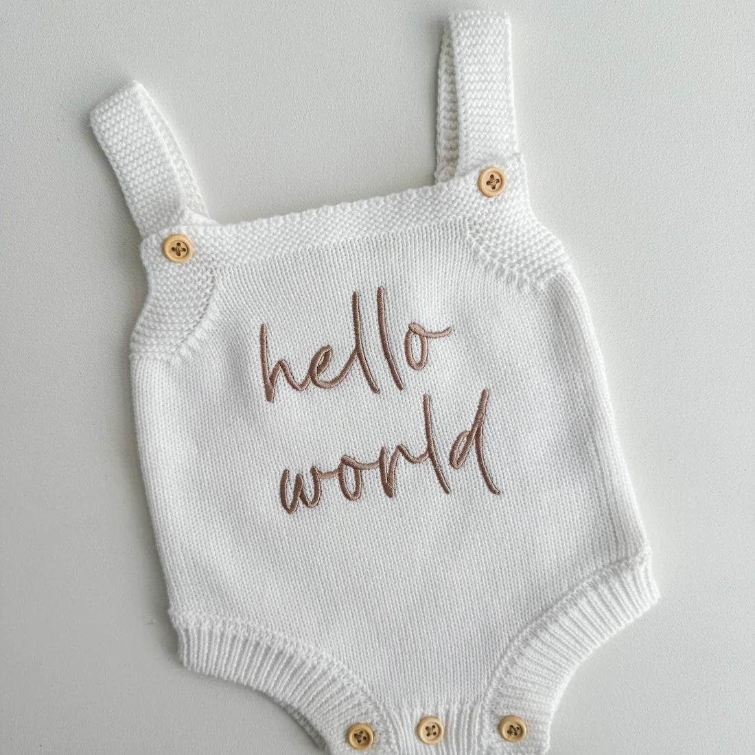 Petite Co Hello World Classic Romper - Milk