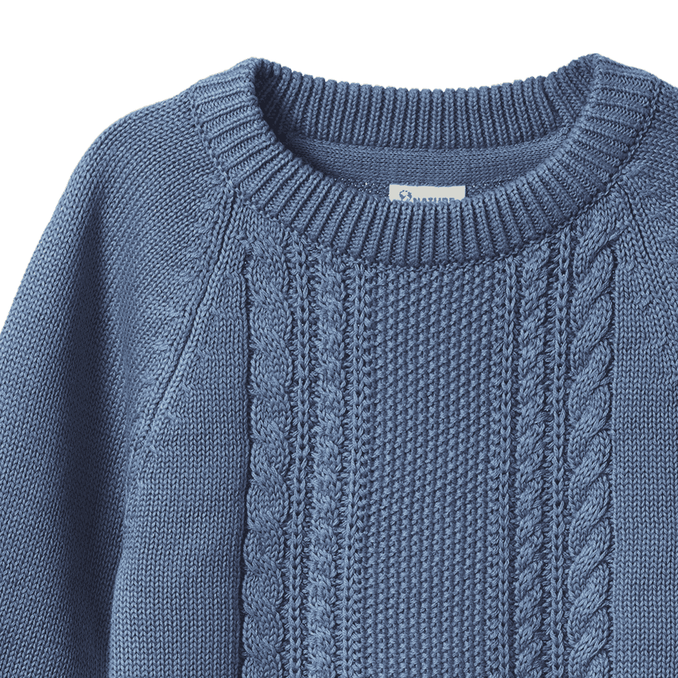 Nature Baby Billy Jumper -Dusky Blue Cable Knit