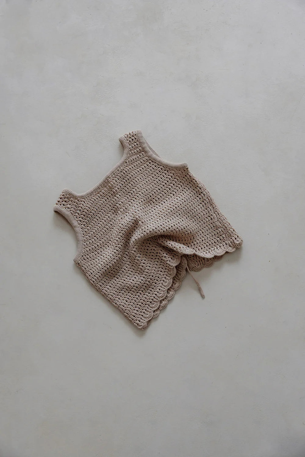 Belle & Sun Crochet Tie-up Top -Sand