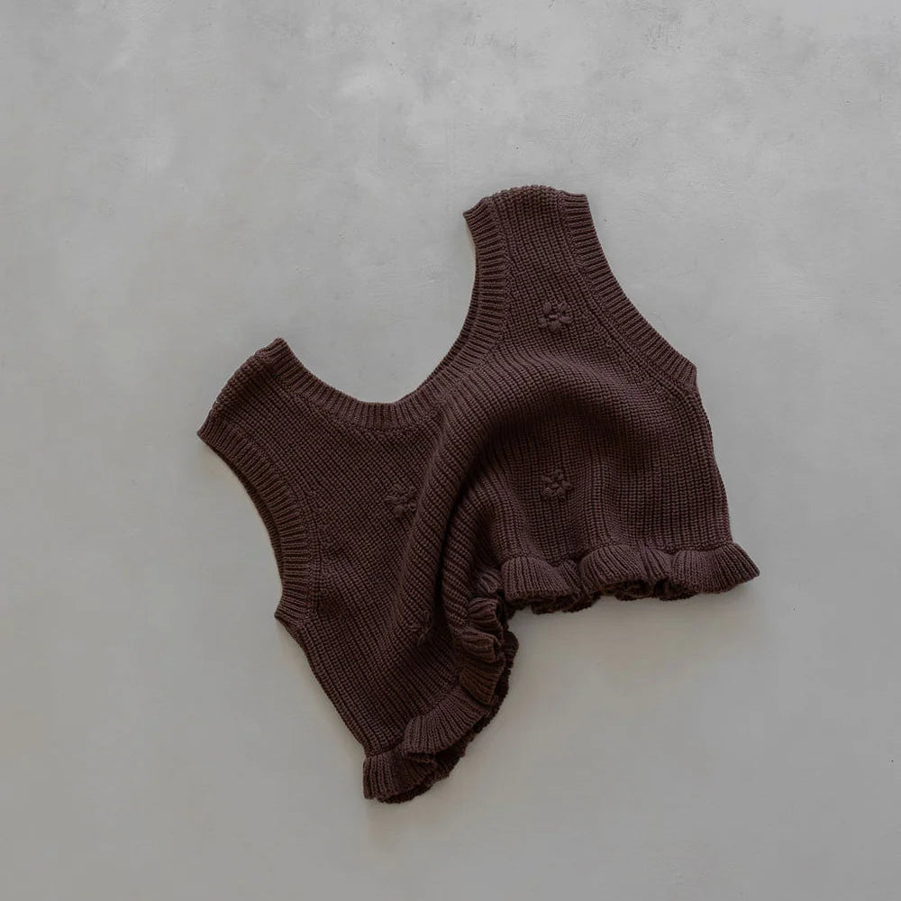 Belle & Sun Frill Knit Top - Cocoa