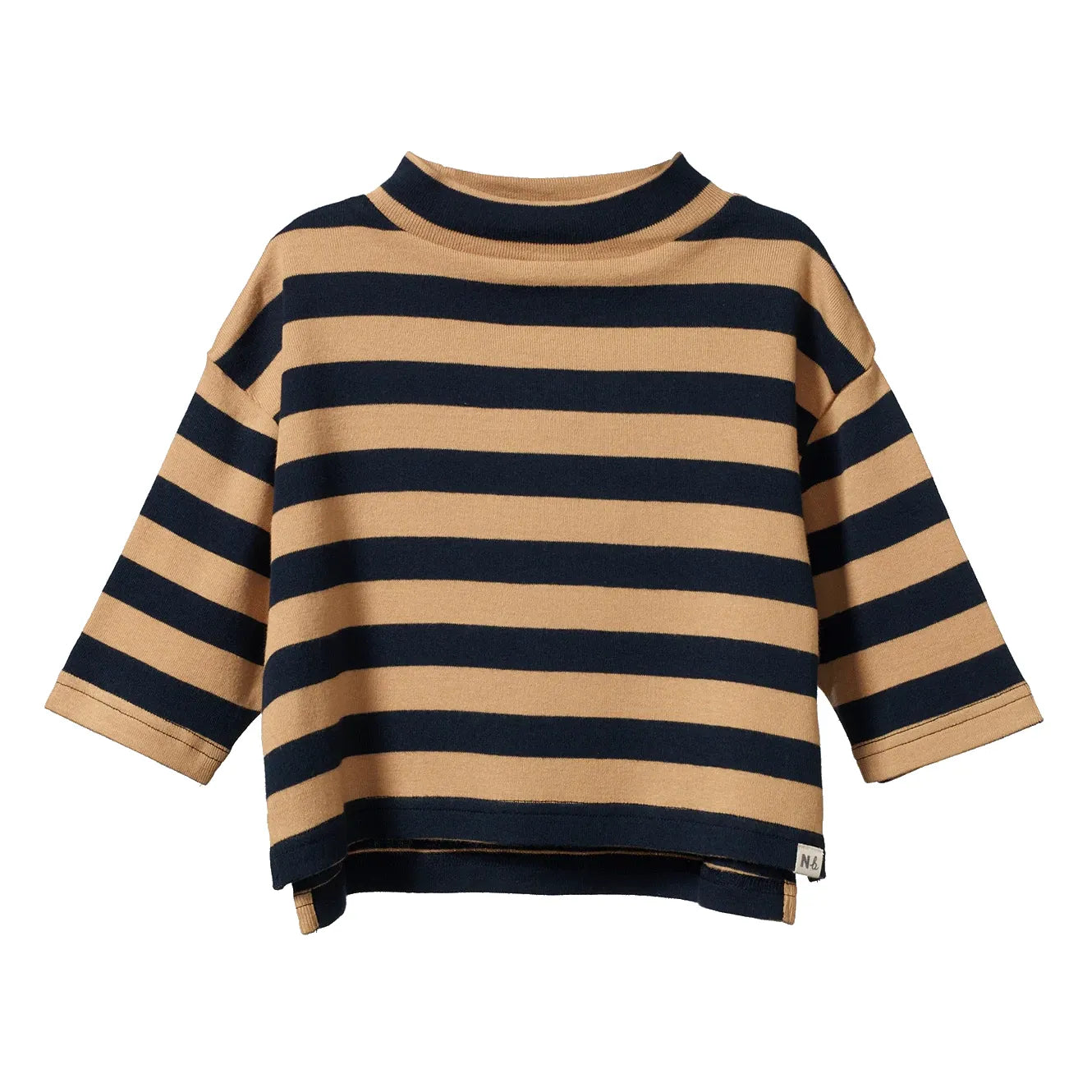 Nature Baby Turtle Neck- Navy/Caramel Stripe