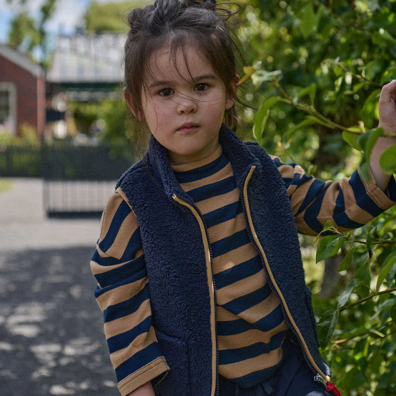 Nature Baby Turtle Neck- Navy/Caramel Stripe