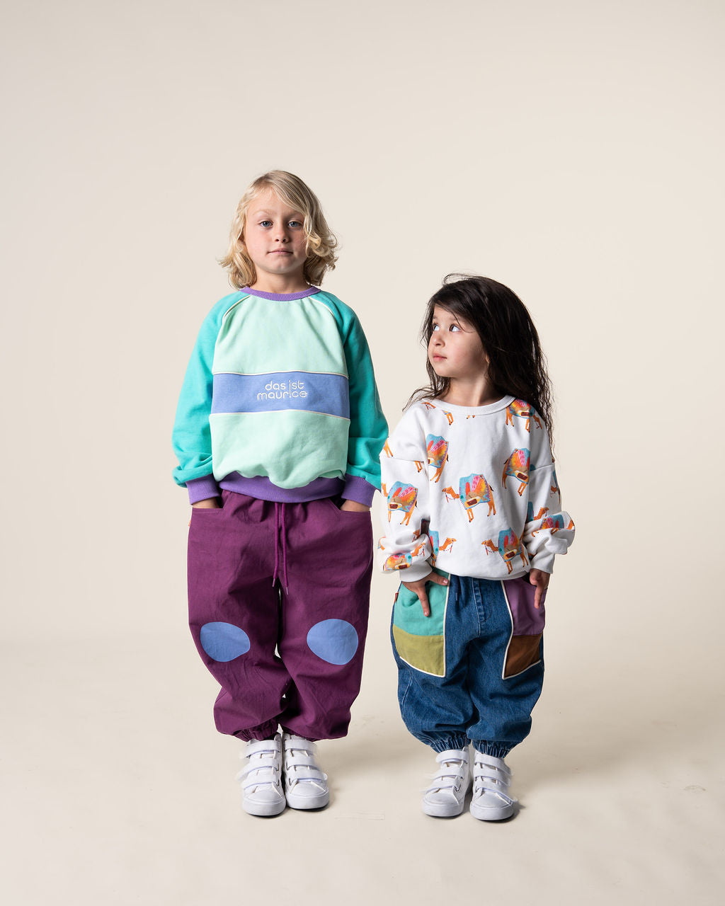 Das Ist Maurice Denim Barrel Pants Colour Block