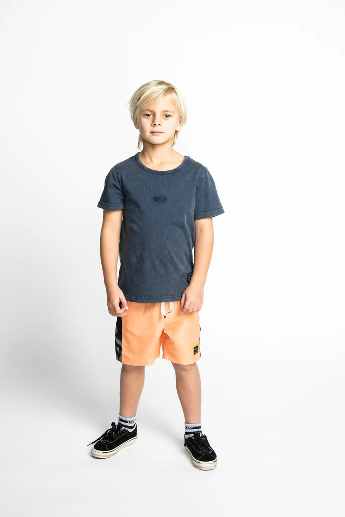 Munster Kids Logo EMB SS Tee Mineral DK Denim