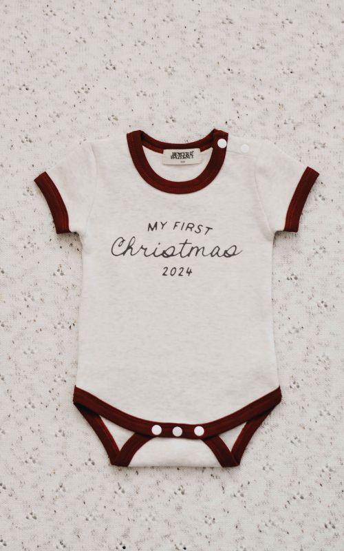 Bencer & Hazelnut My First Christmas Bodysuit - Red