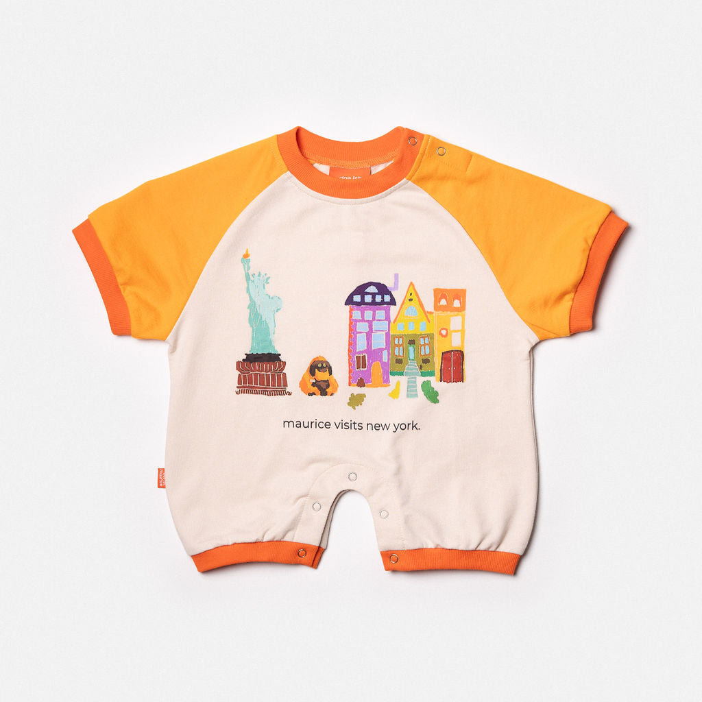 Das Ist Maurice Romper Tangerine & Off White