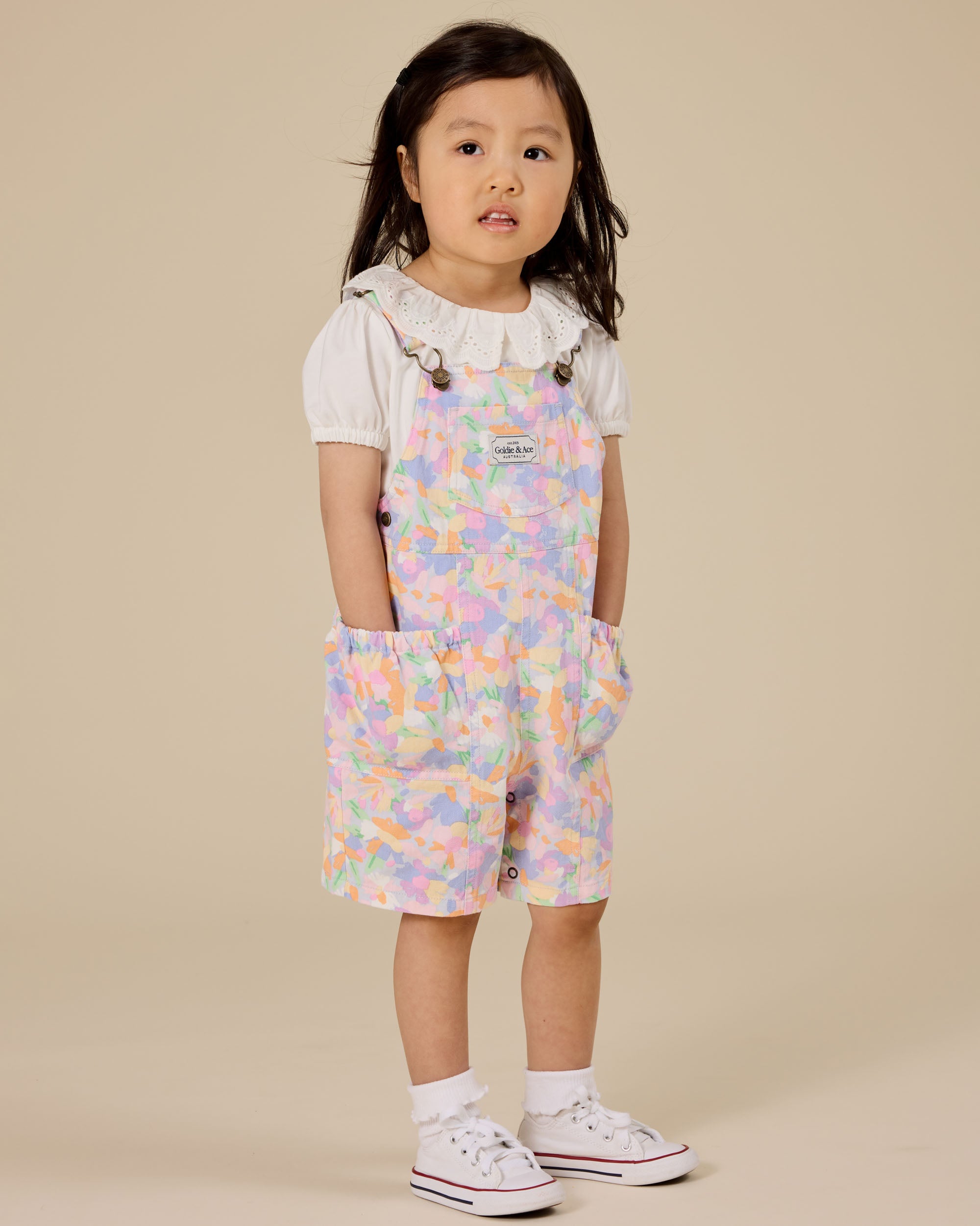 Goldie & Ace Pastel Bouquet Burton Pocket Overalls