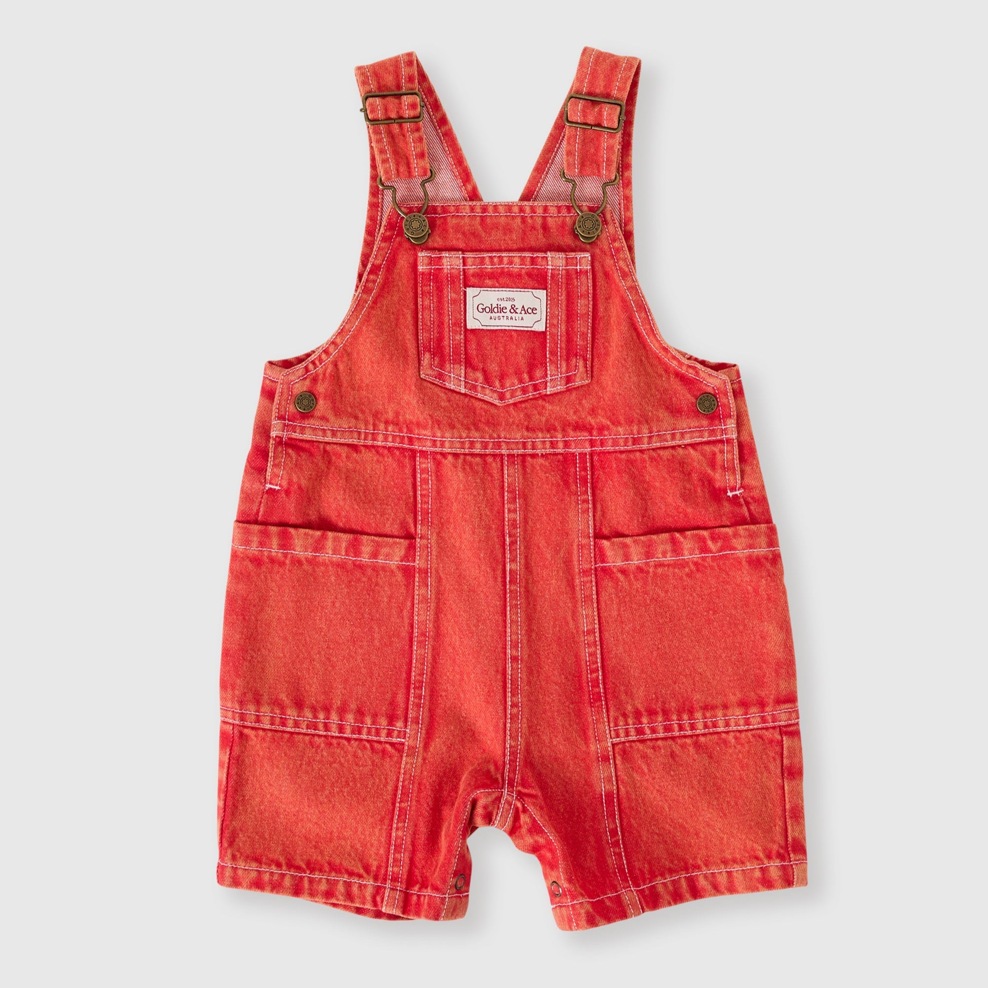 Goldie & Ace James Vintage Washed Denim Pocket Overalls - Apple Red