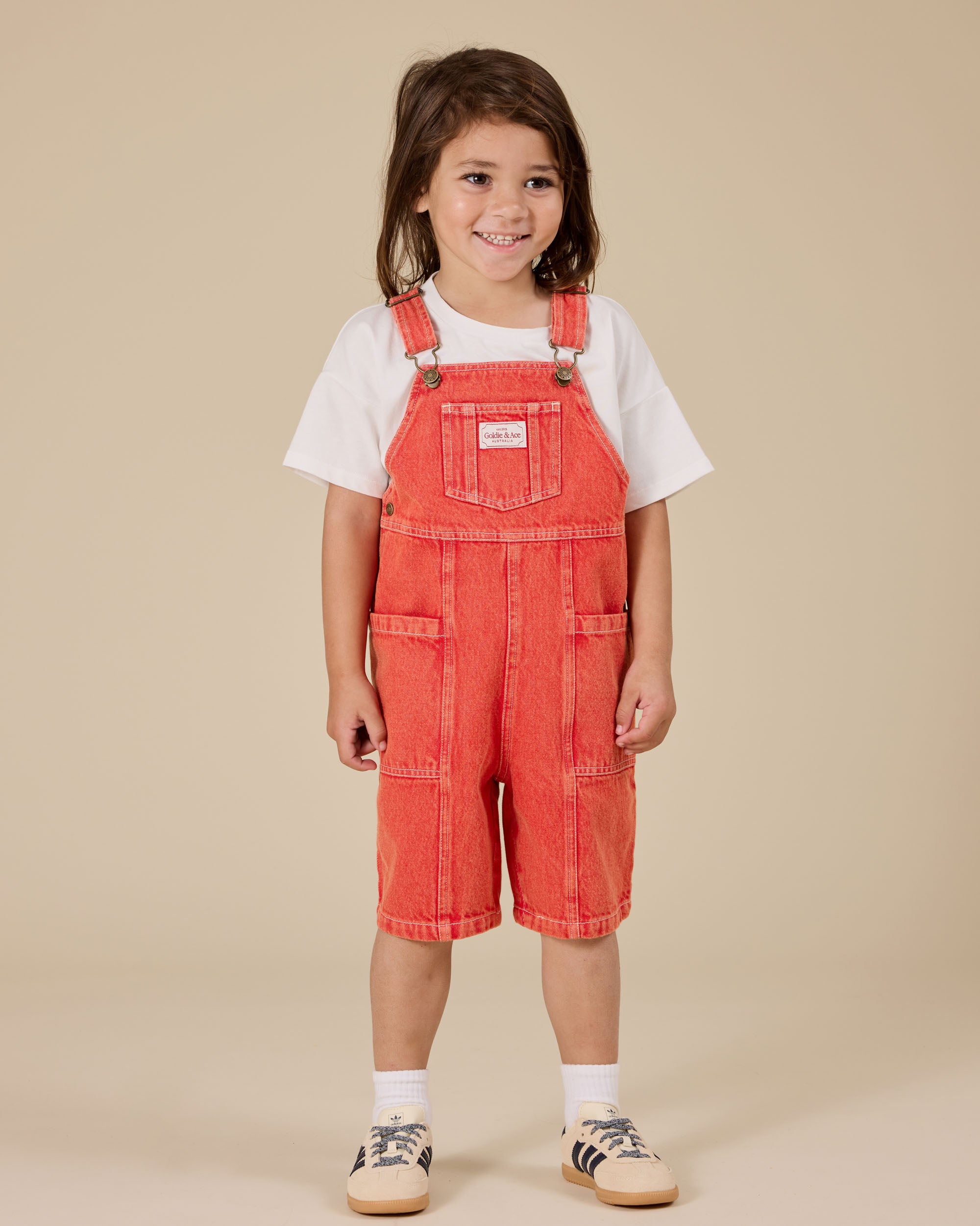 Goldie & Ace James Vintage Washed Denim Pocket Overalls - Apple Red
