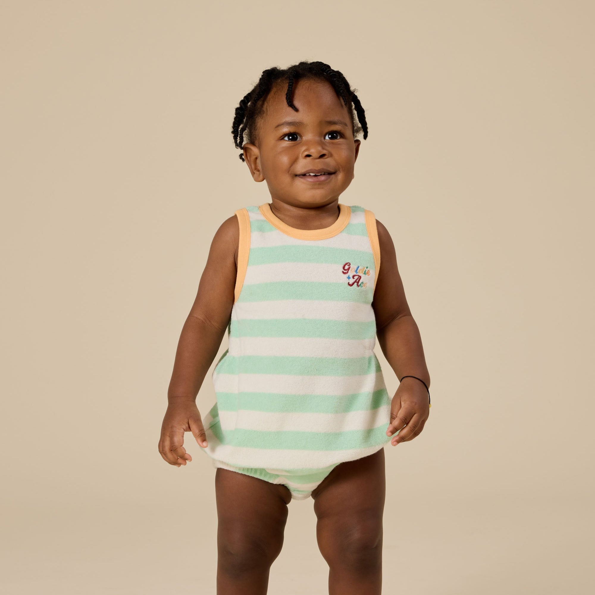 Goldie & Ace Peas in a Pod Stripe Bubble Romper