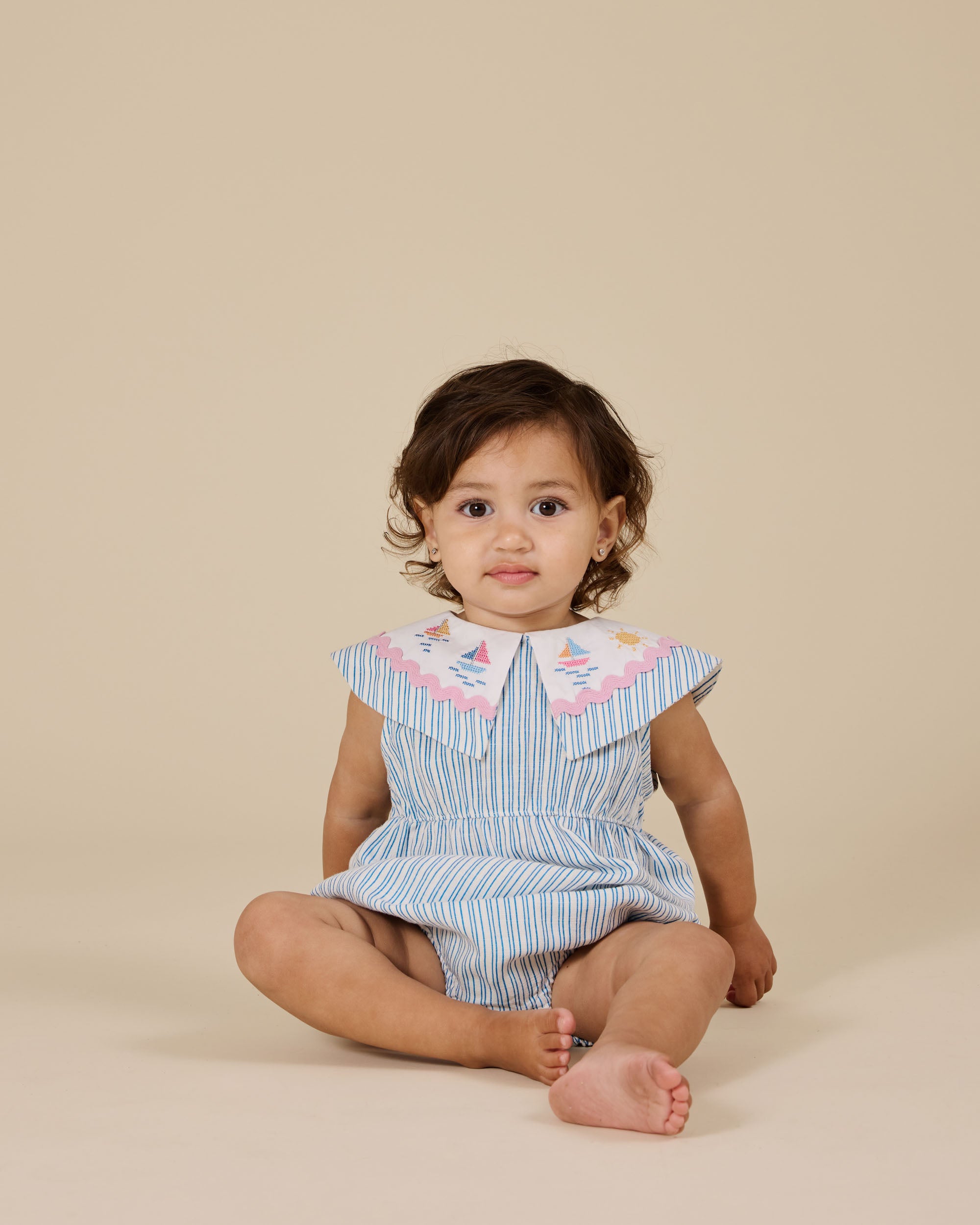 Goldie & Ace Sailor Stripe Ava Collared Romper