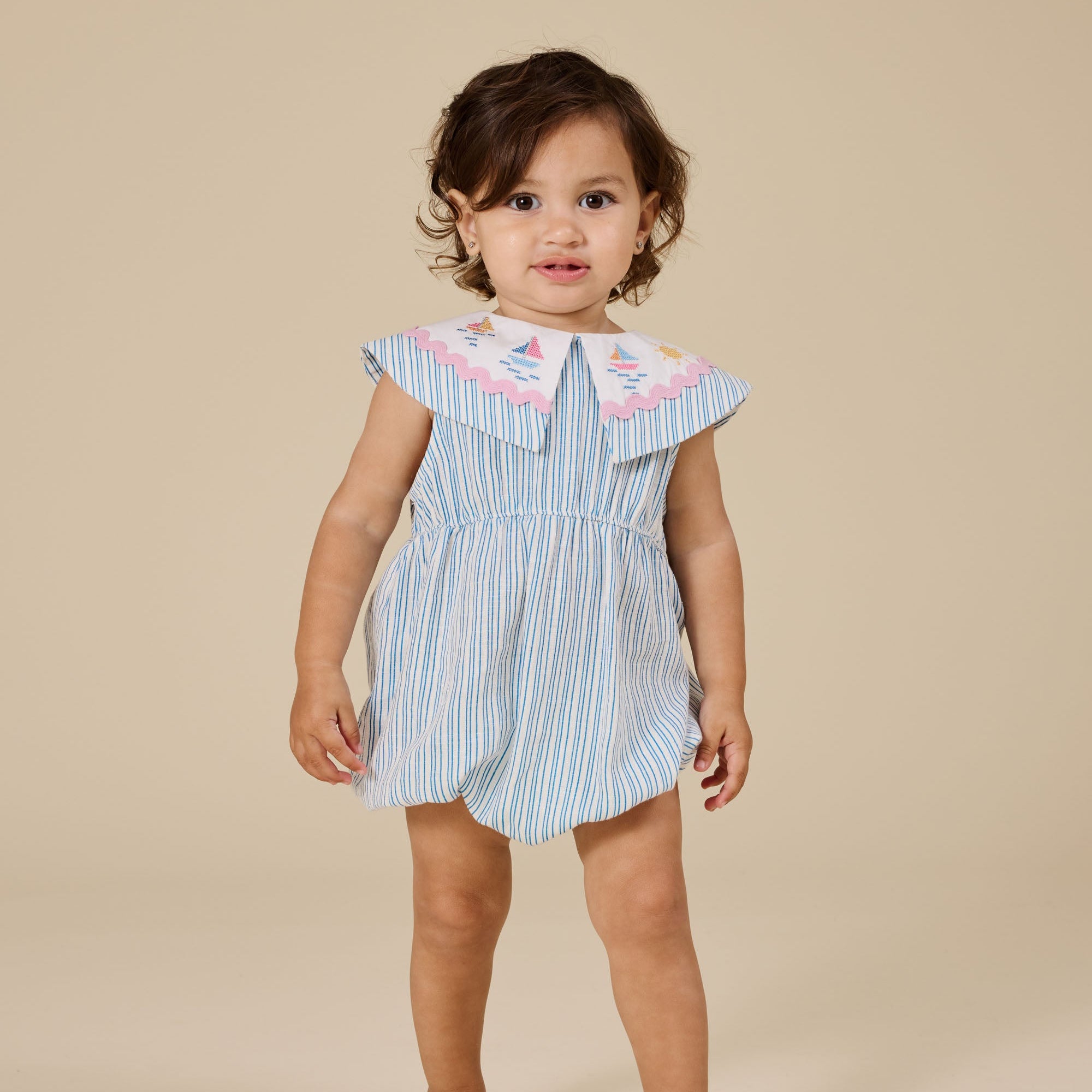 Goldie & Ace Sailor Stripe Ava Collared Romper