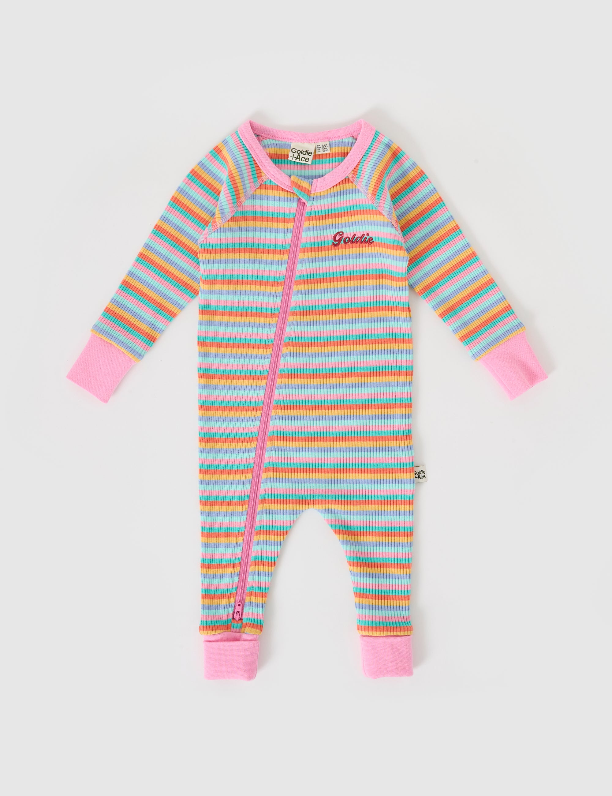 Goldie & Ace Candy Stripe Rib Zipsuit