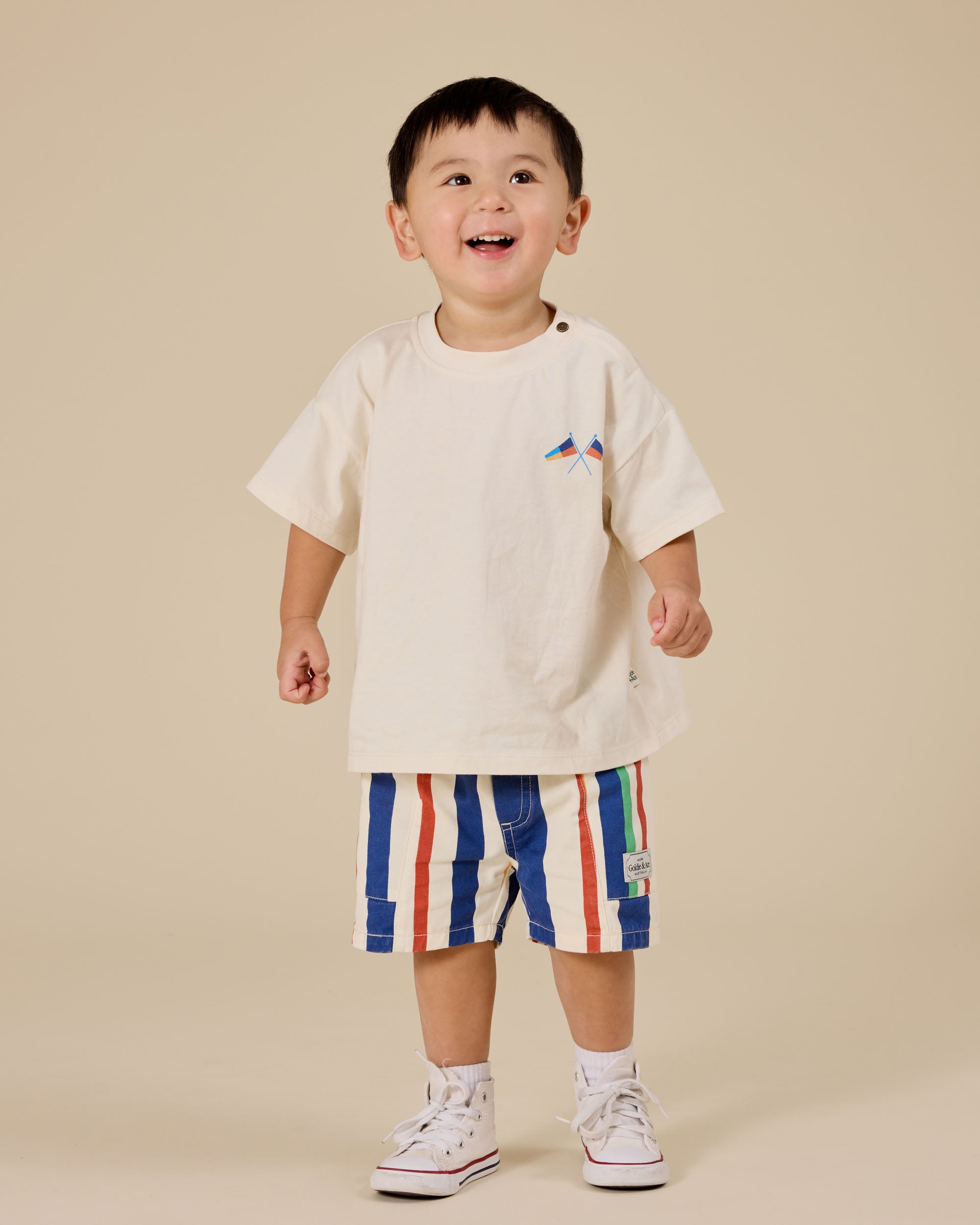 Goldie & Ace 90's Bold Stripe Noah Denim Pocket Shorts