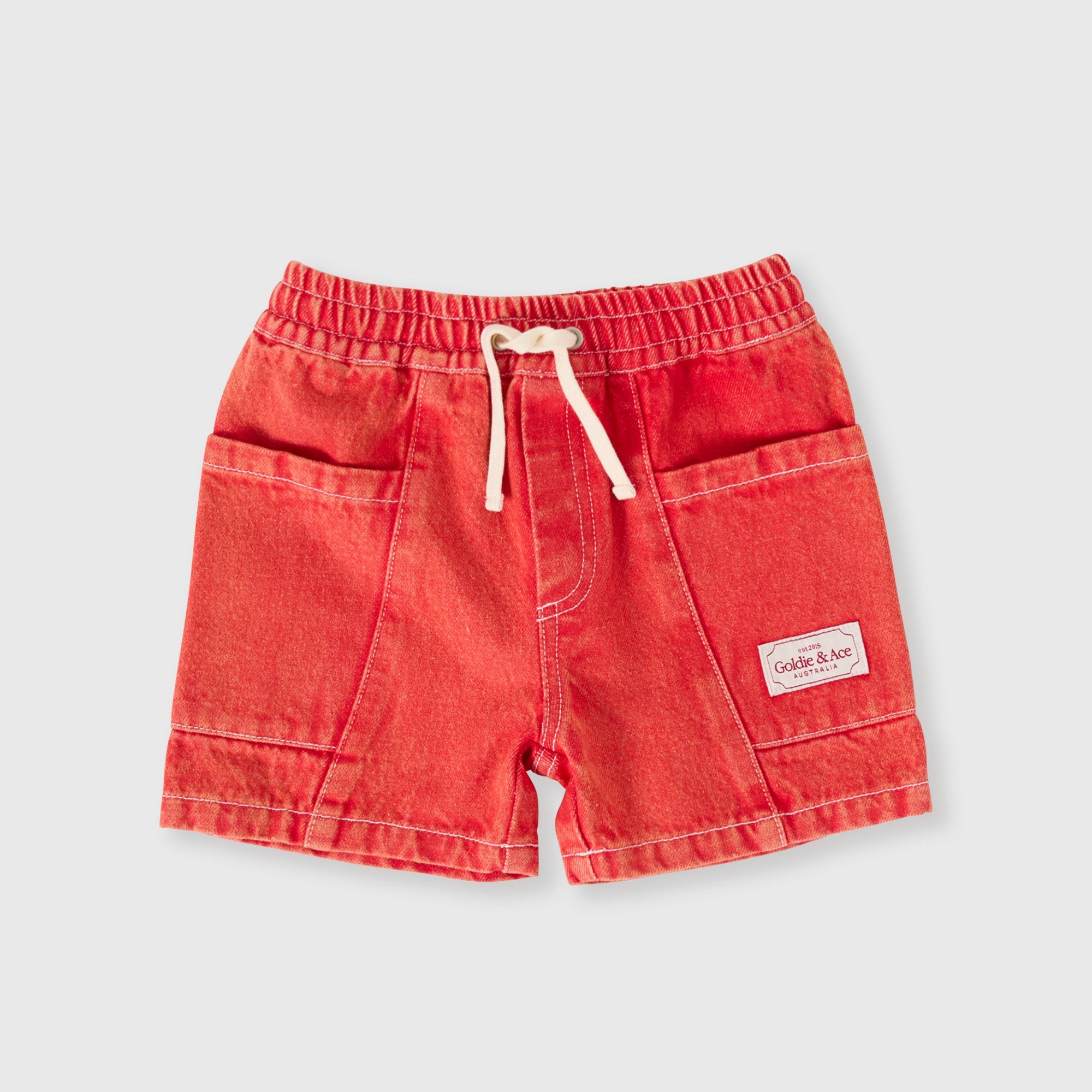Goldie & Ace Noah Denim Pocket Shorts - Apple Red
