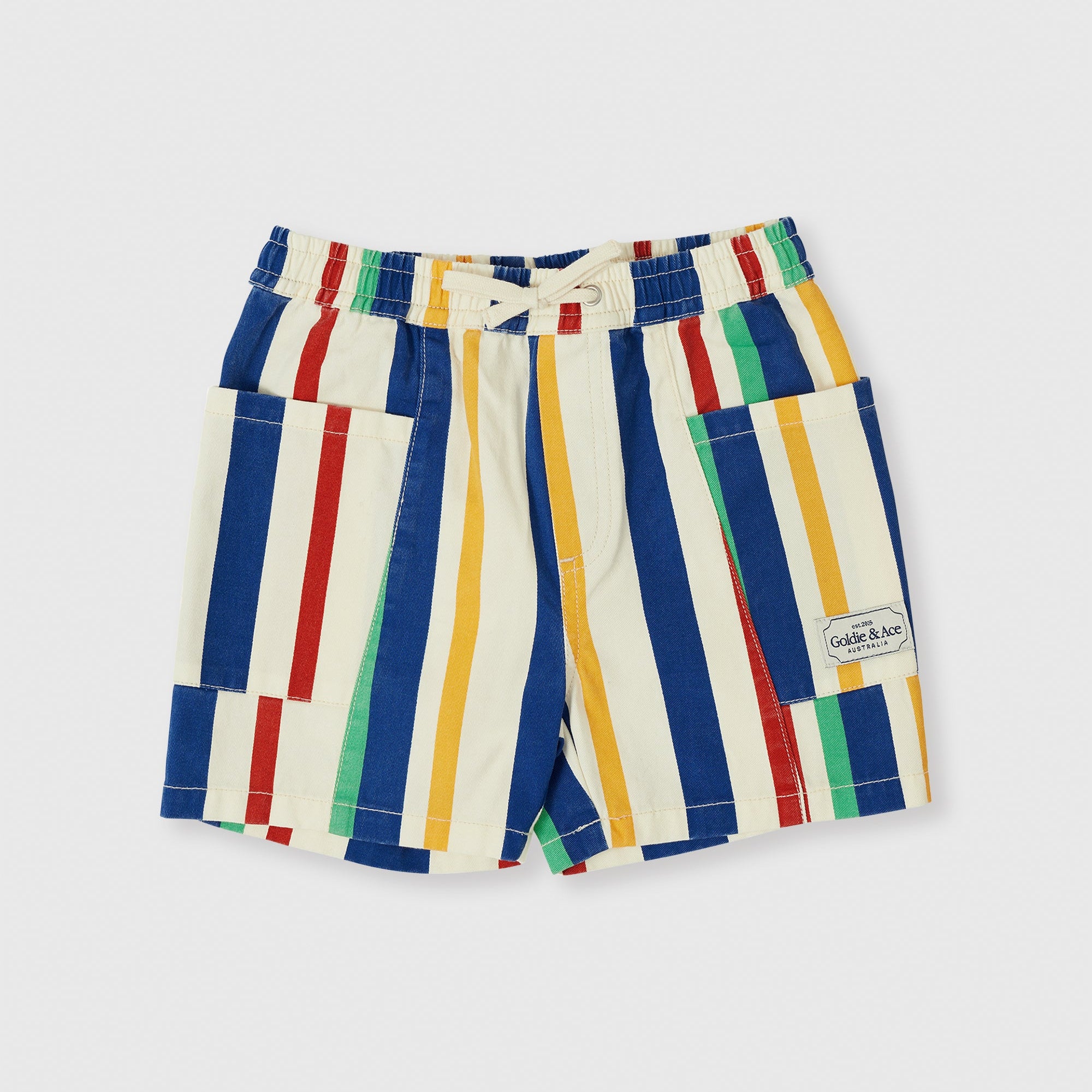 Goldie & Ace 90's Bold Stripe Noah Denim Pocket Shorts