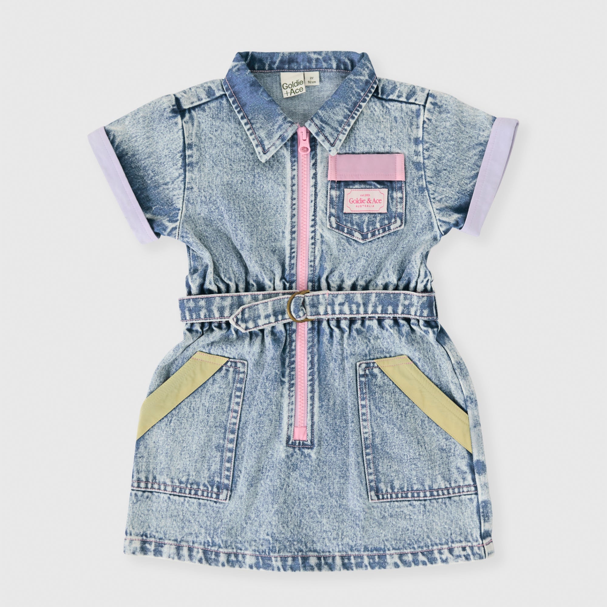 Goldie & Ace Pastel Pop Piper Denim Belted Dress