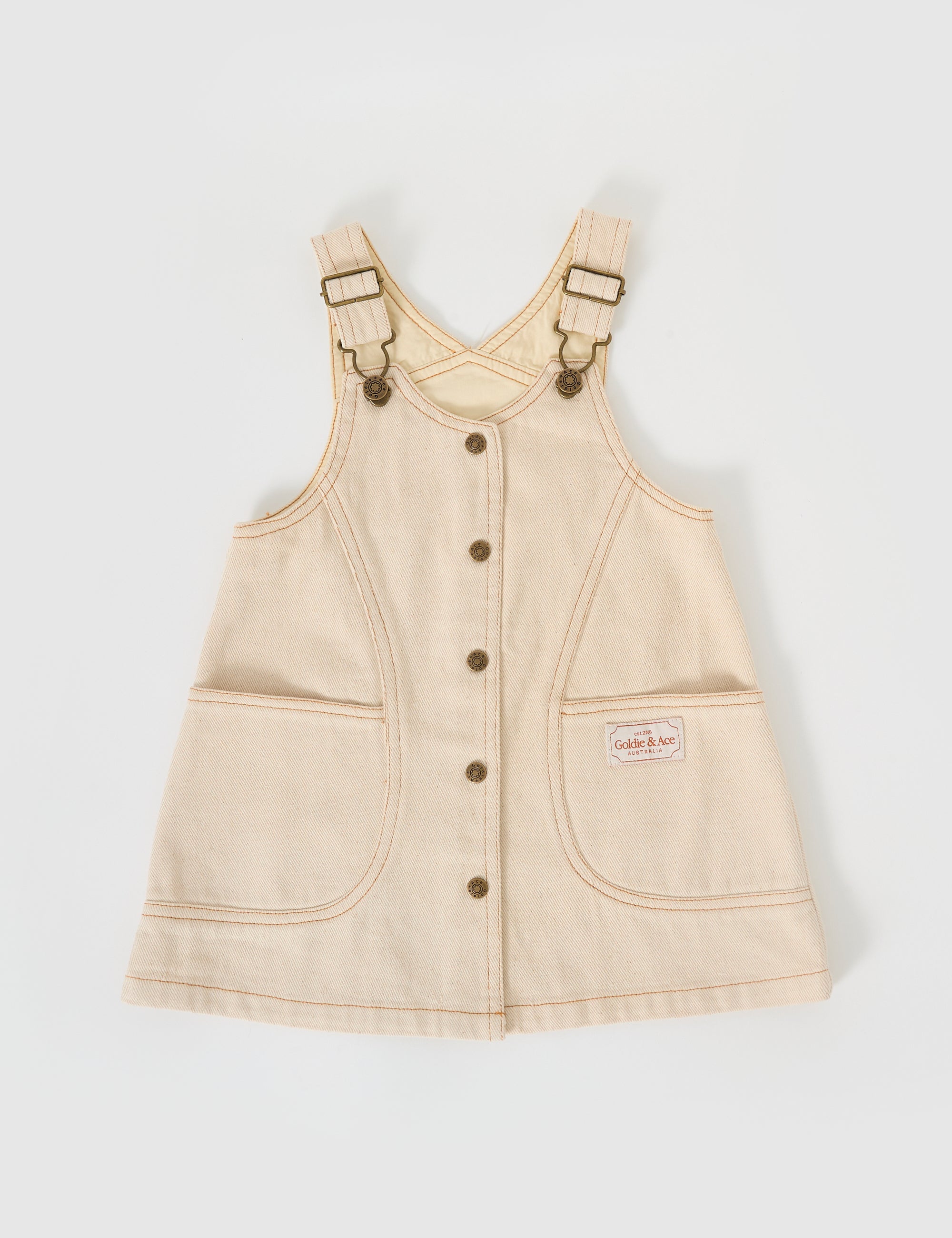 Goldie & Ace Penelope Pinafore Pocket Dress - Oat