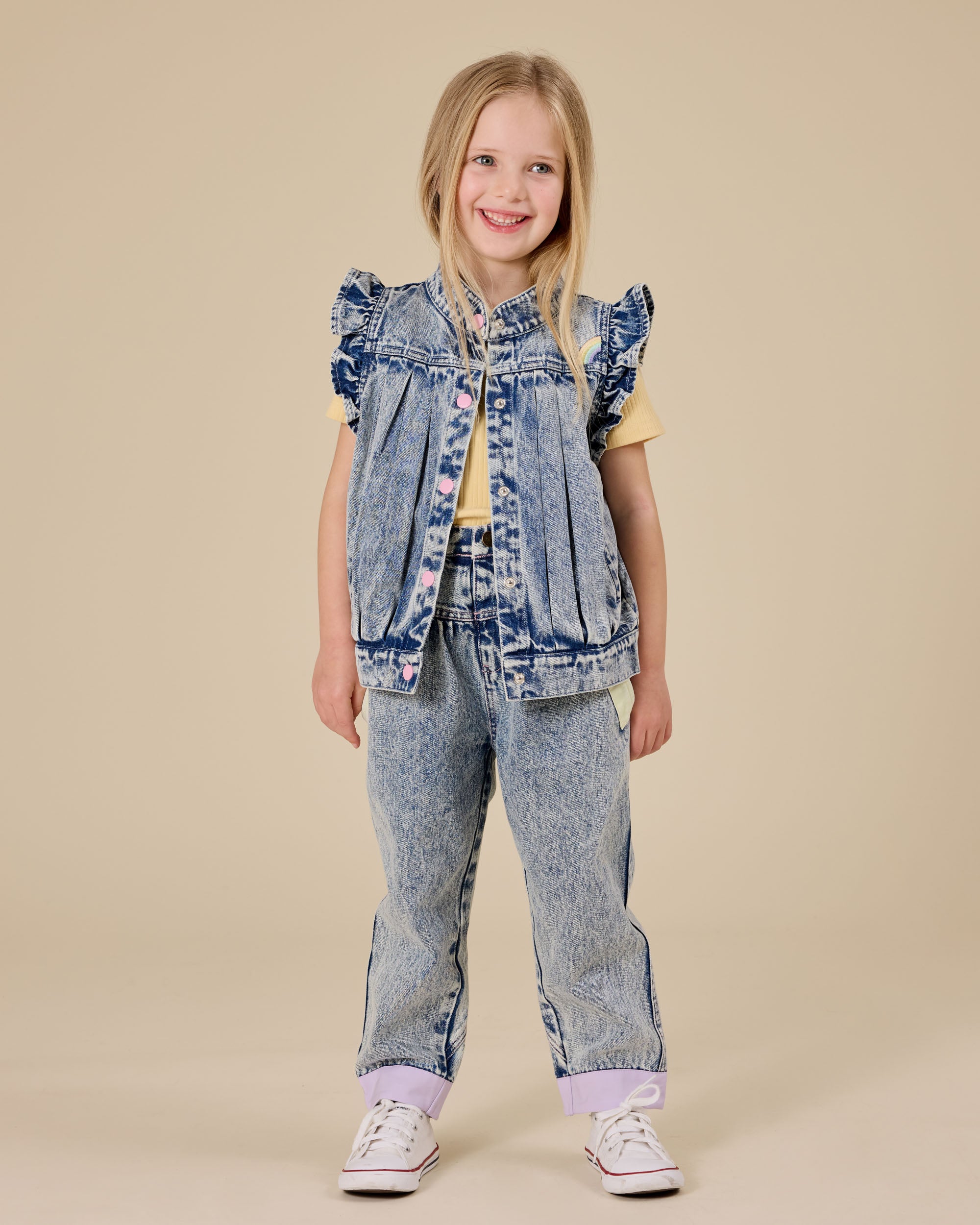Goldie & Ace Elodie Embroidered Denim Vest
