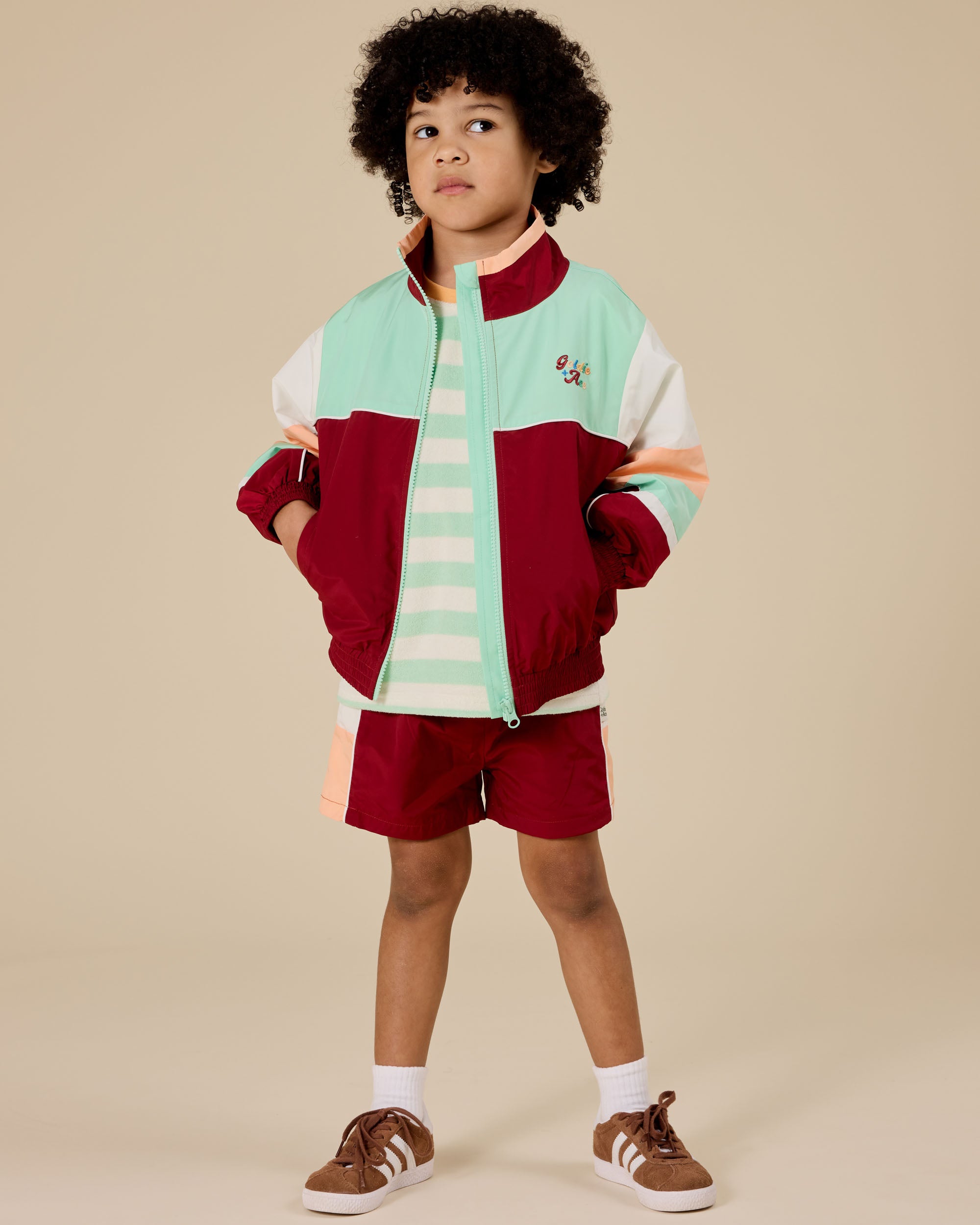 Goldie & Ace Retro Sporty Shorts Brick/Peapod