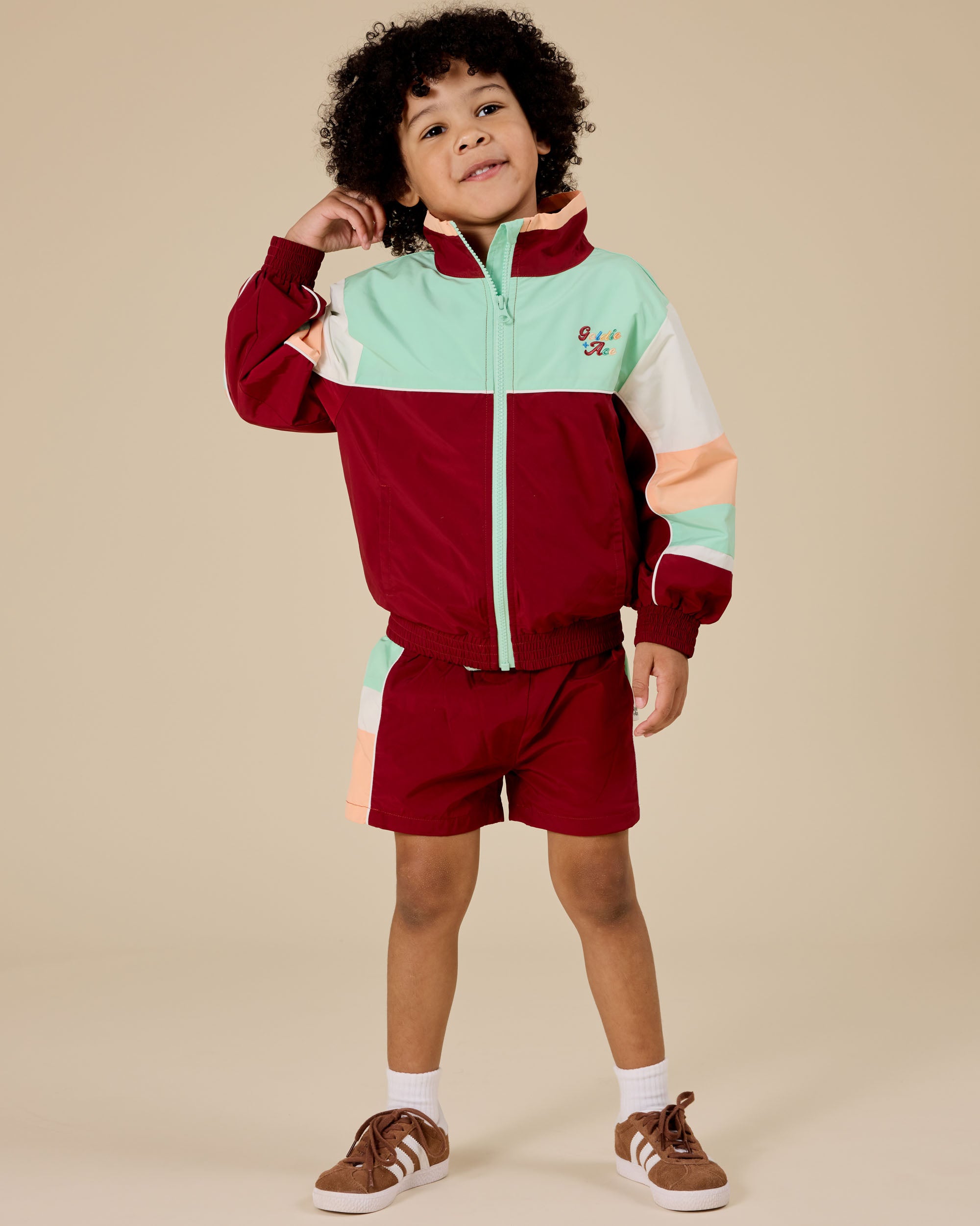 Goldie & Ace Fun Run Retro Spray Jacket Brick/Peapod