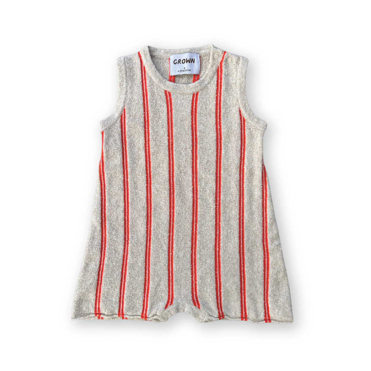 Grown Knitted Terry Striped Romper - Dune/Rosso