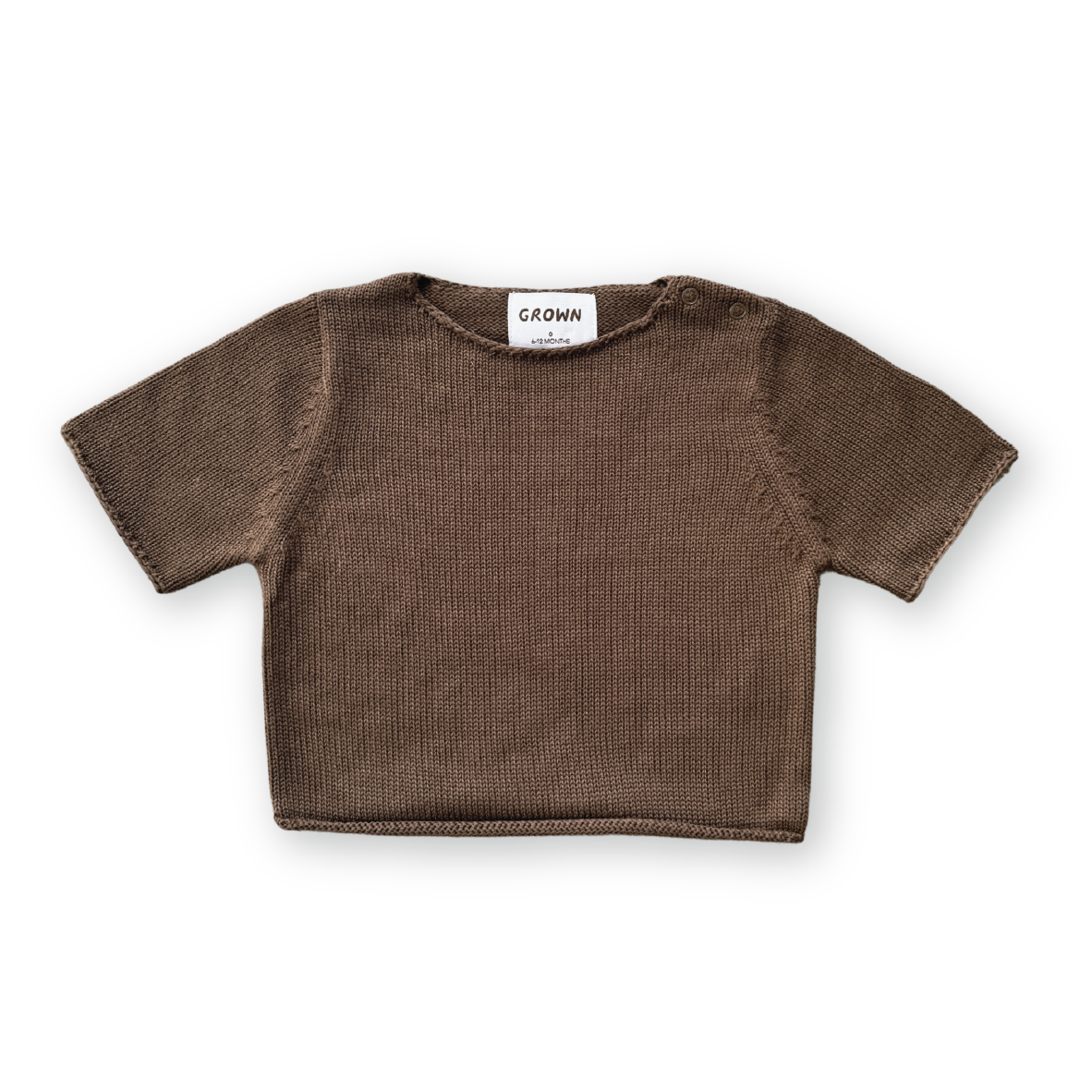 Grown Blanket Stitch Knitted Tee - Cafe