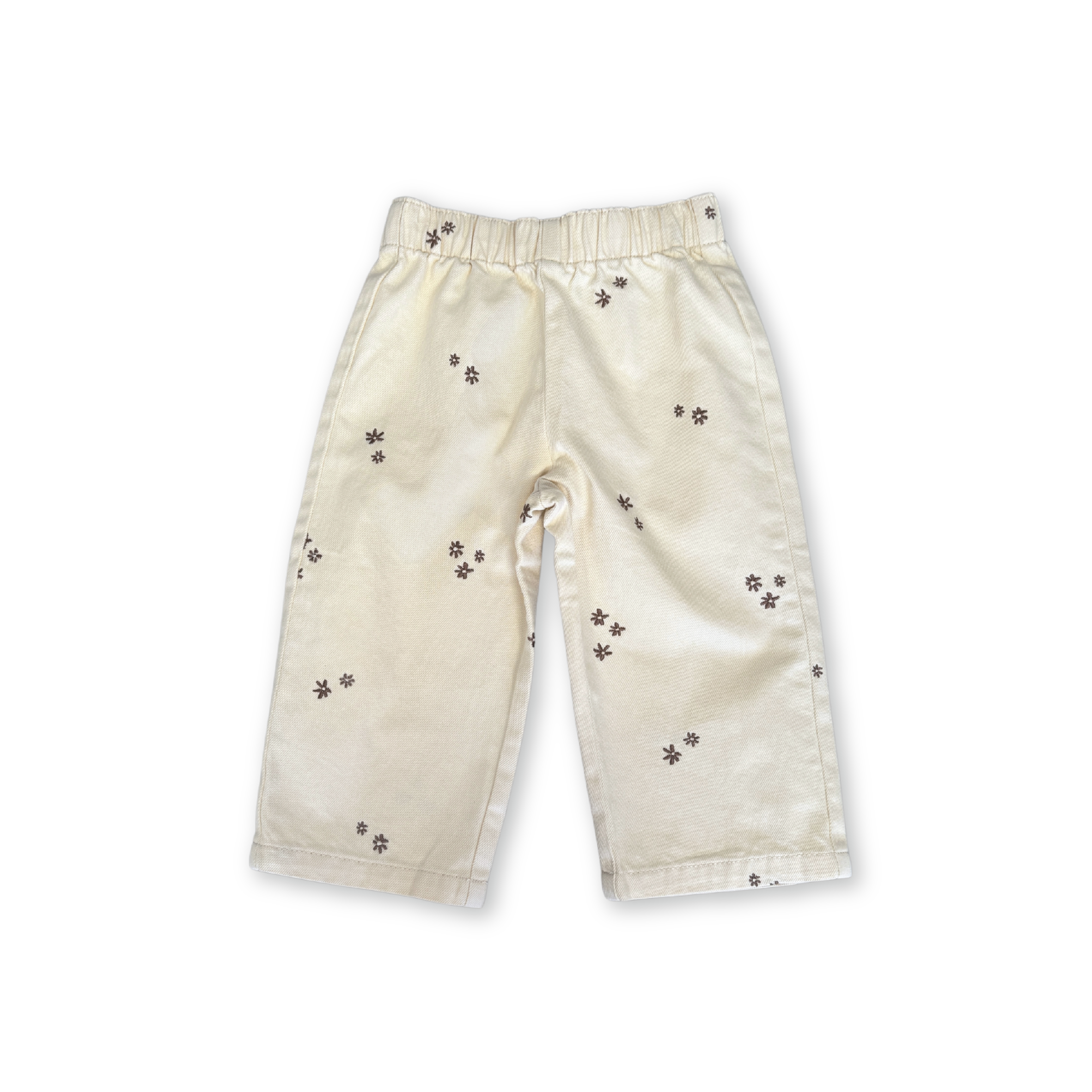 Grown Organic Denim Wild Flower Embroidery Pant - Milk