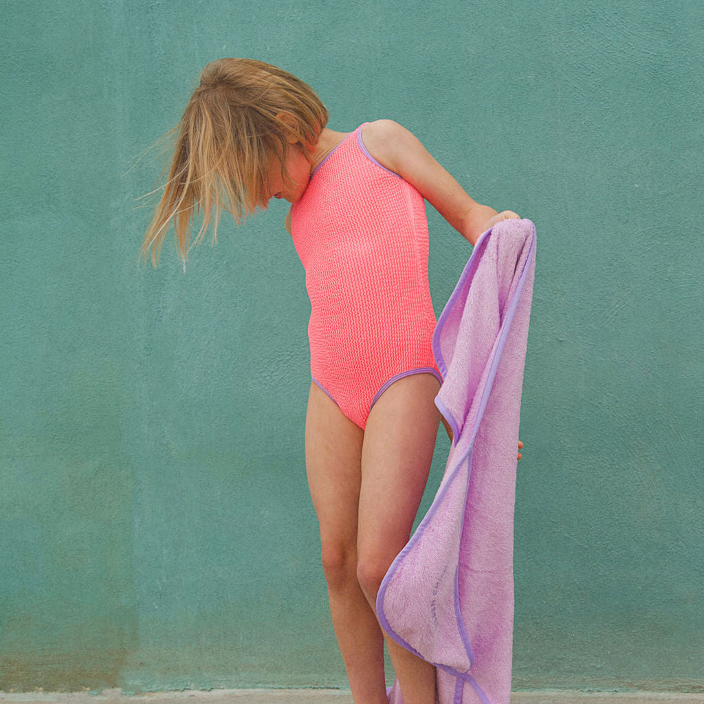 Golden Child Fluro Crinkle One piece Swimsuit - Pink & Lilac