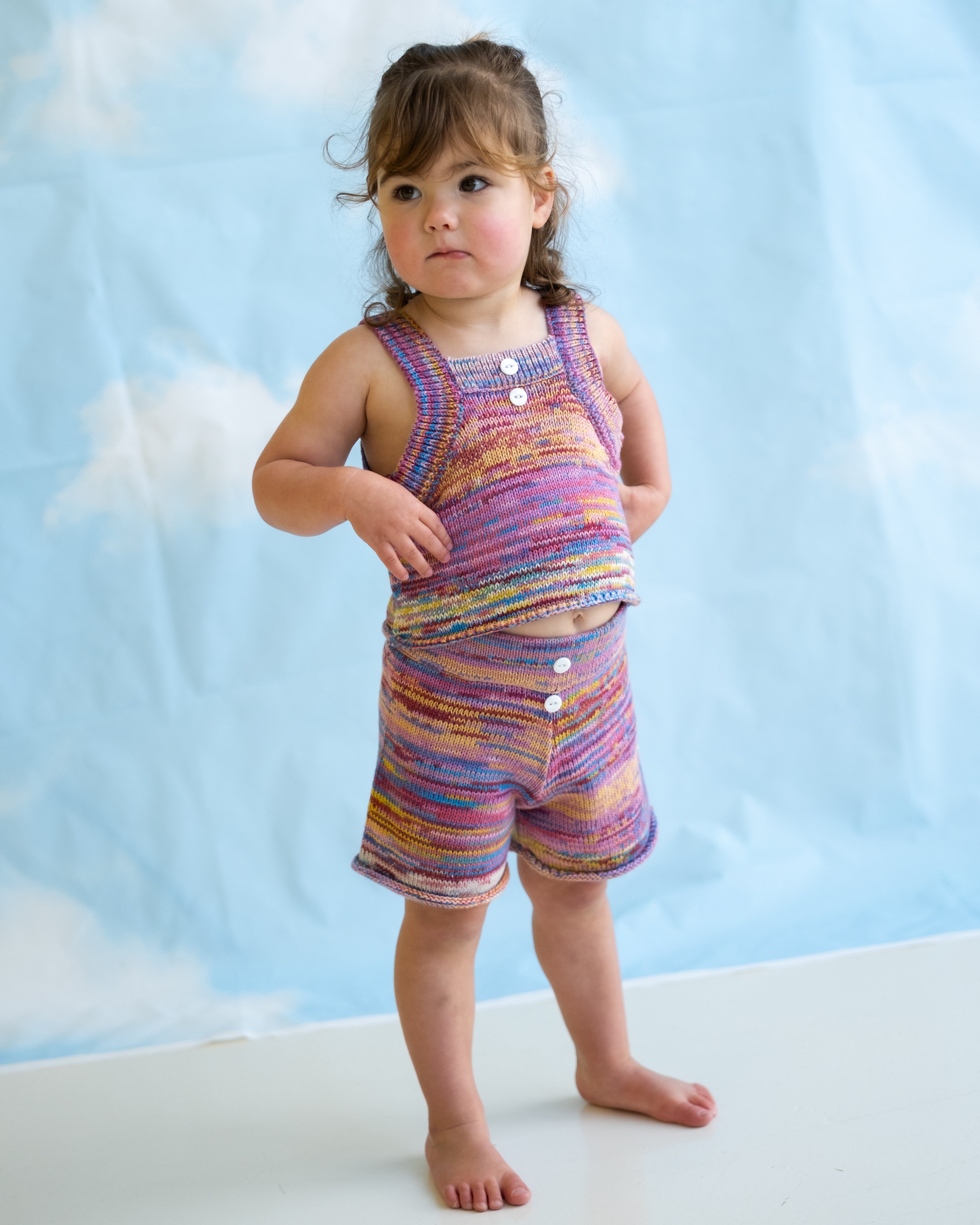 Grown  Knitted Singlet Top - Rainbow