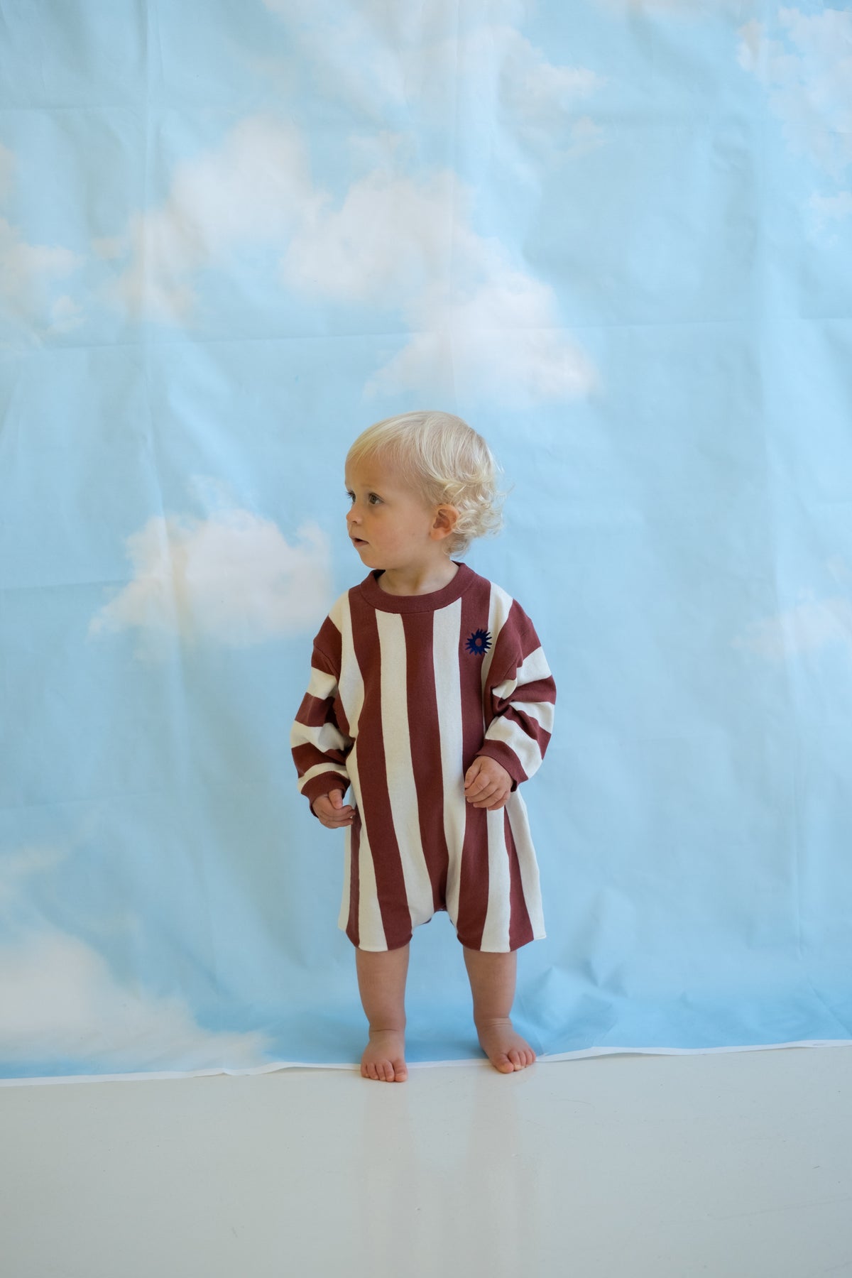 Grown Organic Knitted Stripe Romper - Maroon