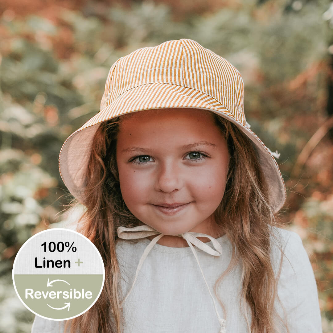 Bedheads 'Wanderer' Girls Reversible Panelled Bucket Sun Hat - Frankie/Flax
