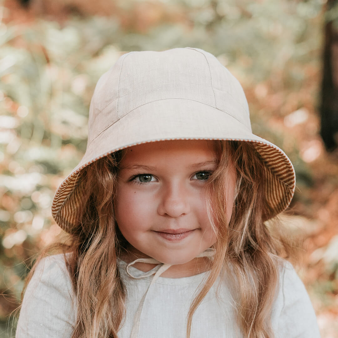 Bedheads 'Wanderer' Girls Reversible Panelled Bucket Sun Hat - Frankie/Flax
