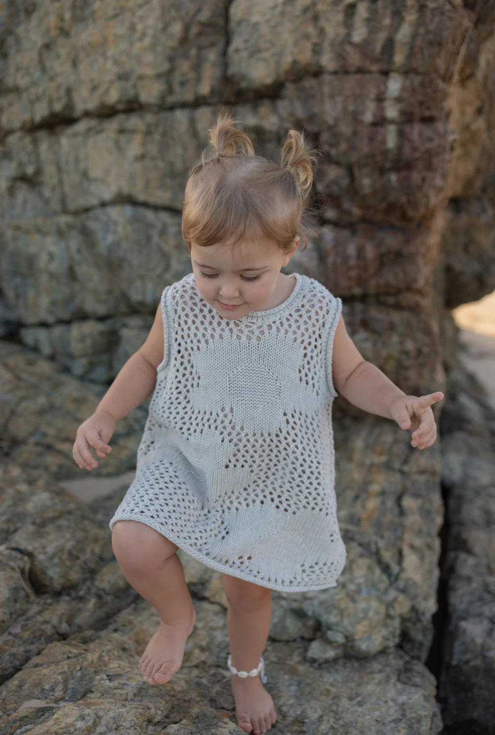 Belle & Sun Crochet Beach Dress - Cloud