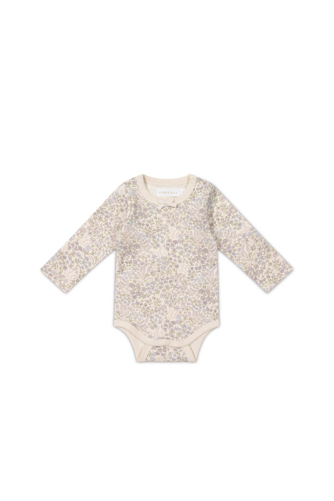 Jamie Kay Organic Cotton Long Sleeve Bodysuit - April Floral Mauve