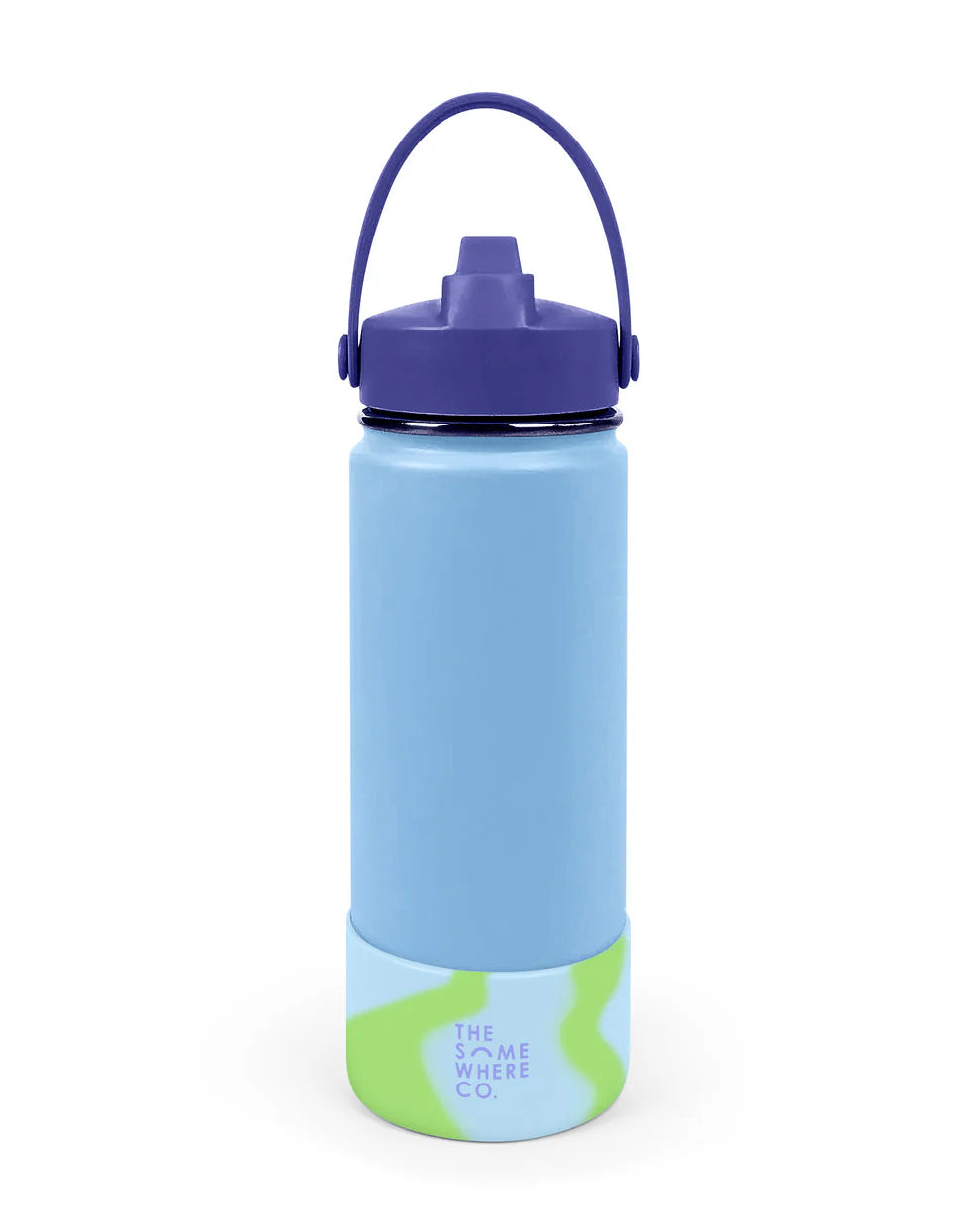 The Somewhere Co Dusty Blue Swirl Water Bottle 500ml