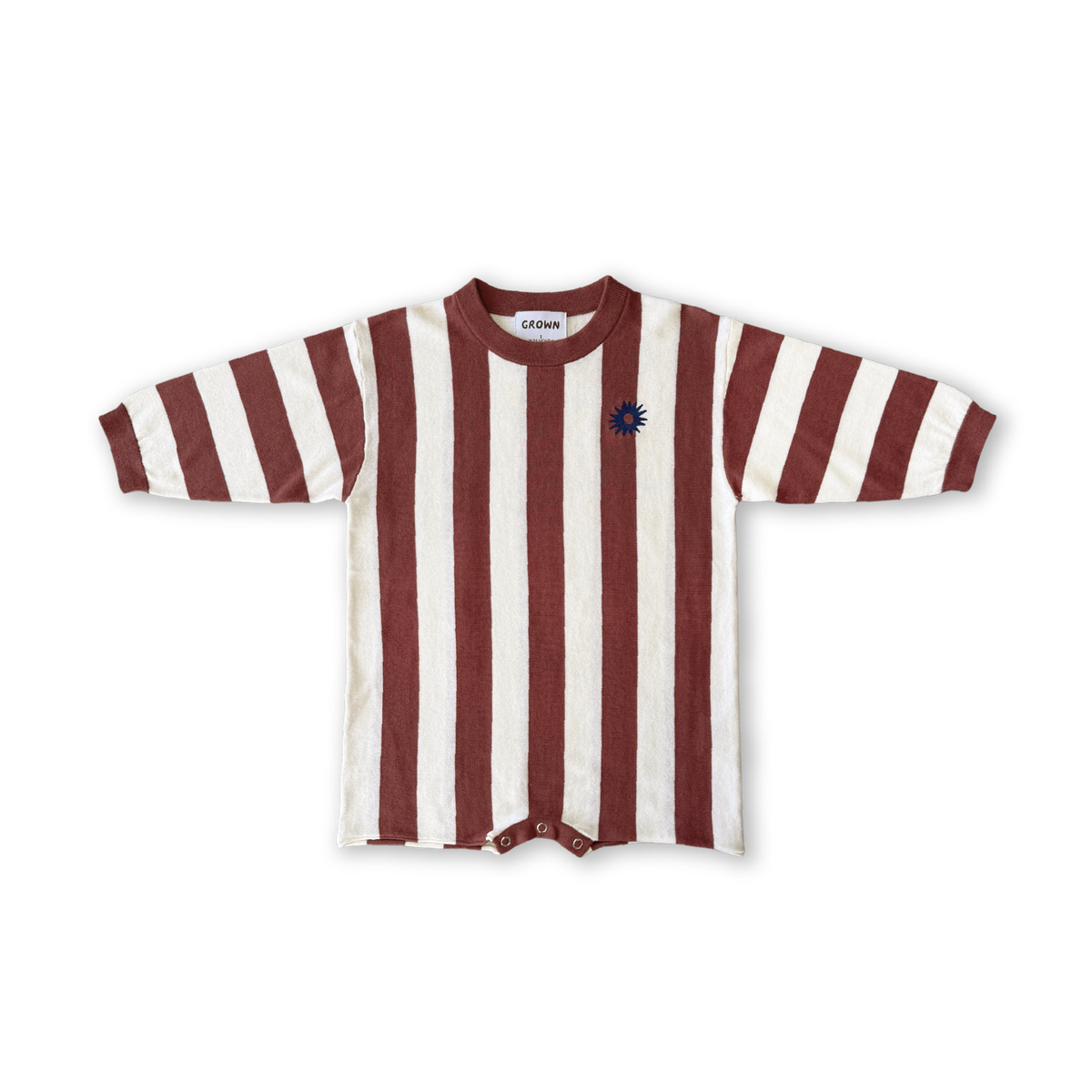 Grown Organic Knitted Stripe Romper - Maroon