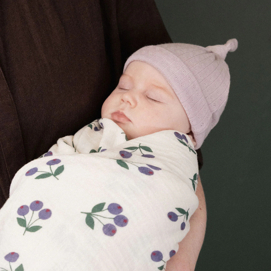 Nature Baby Muslin Wrap- Winter Berry Natural Print