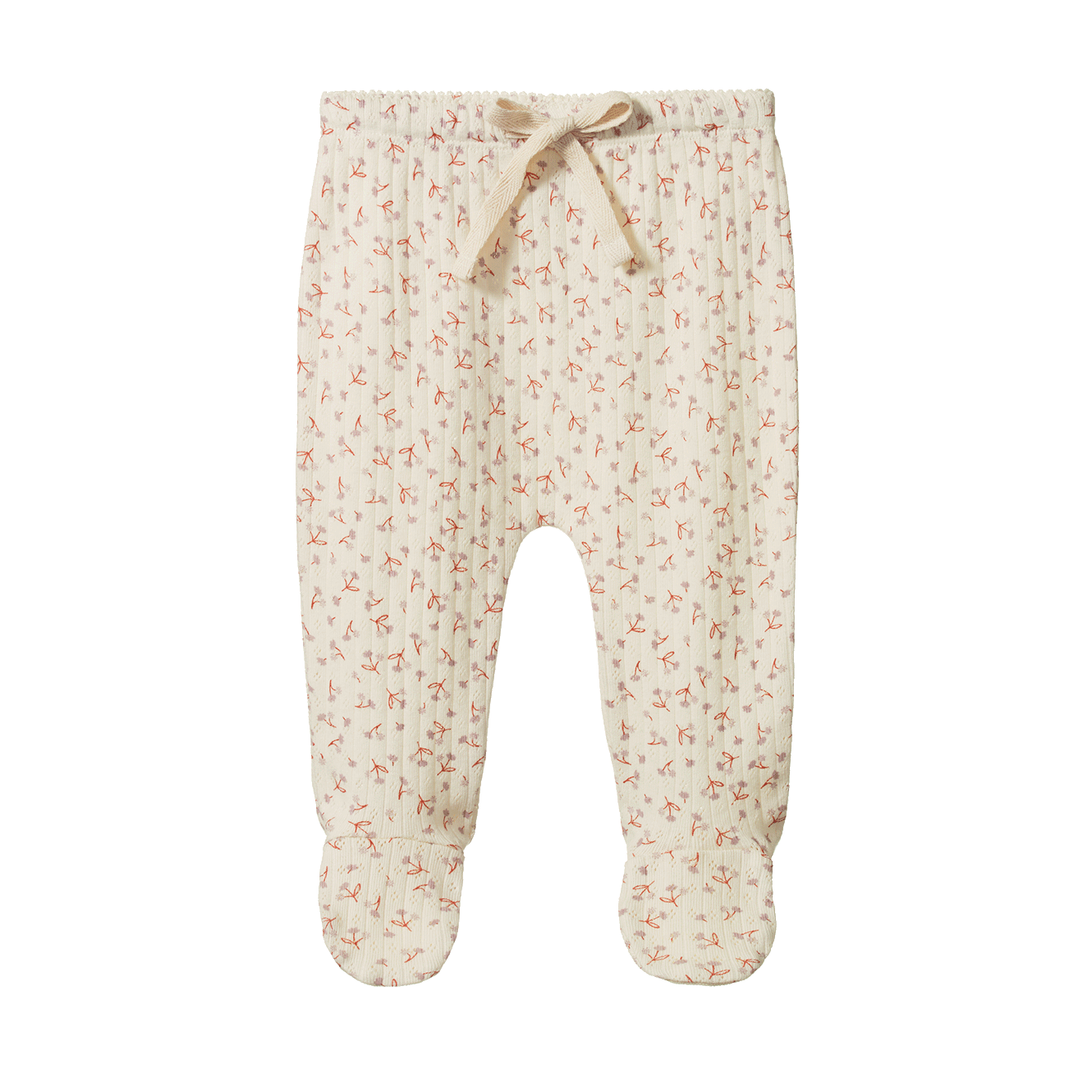 Nature Baby Footed Romper Pointelle -Dandelion Print