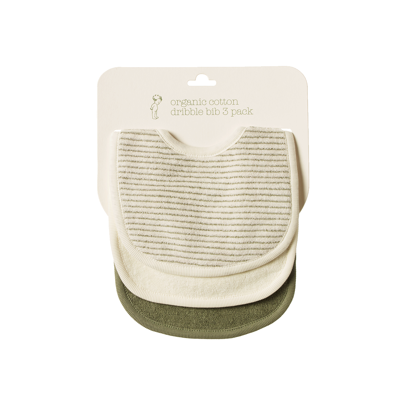 Nature Baby Dribble Bibs 3 Pack- Nettle/Natural Pinstripe