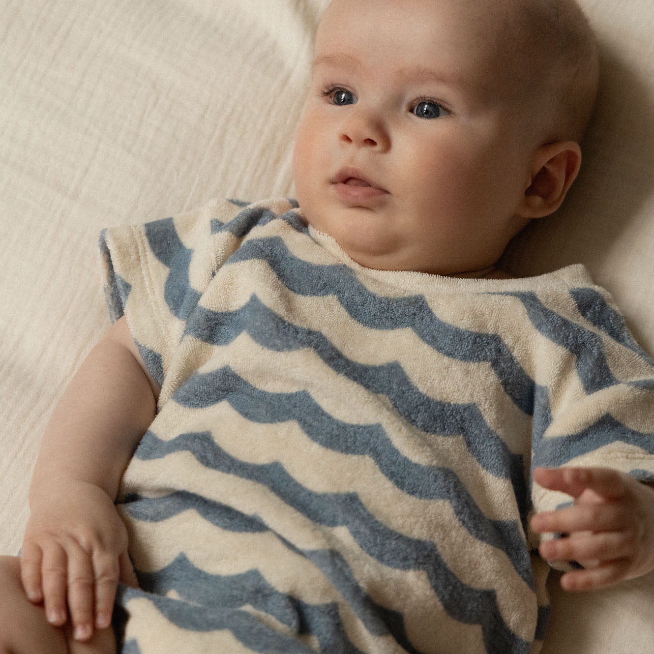 Nature Baby Juno Romper Terry- Waves Print