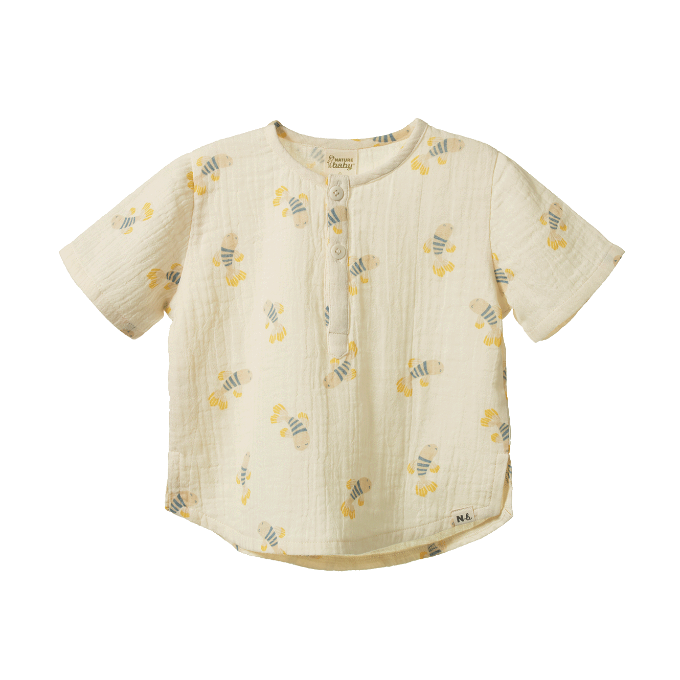 Nature Baby Short Sleeve Caravan Muslin- Fish Fable Print