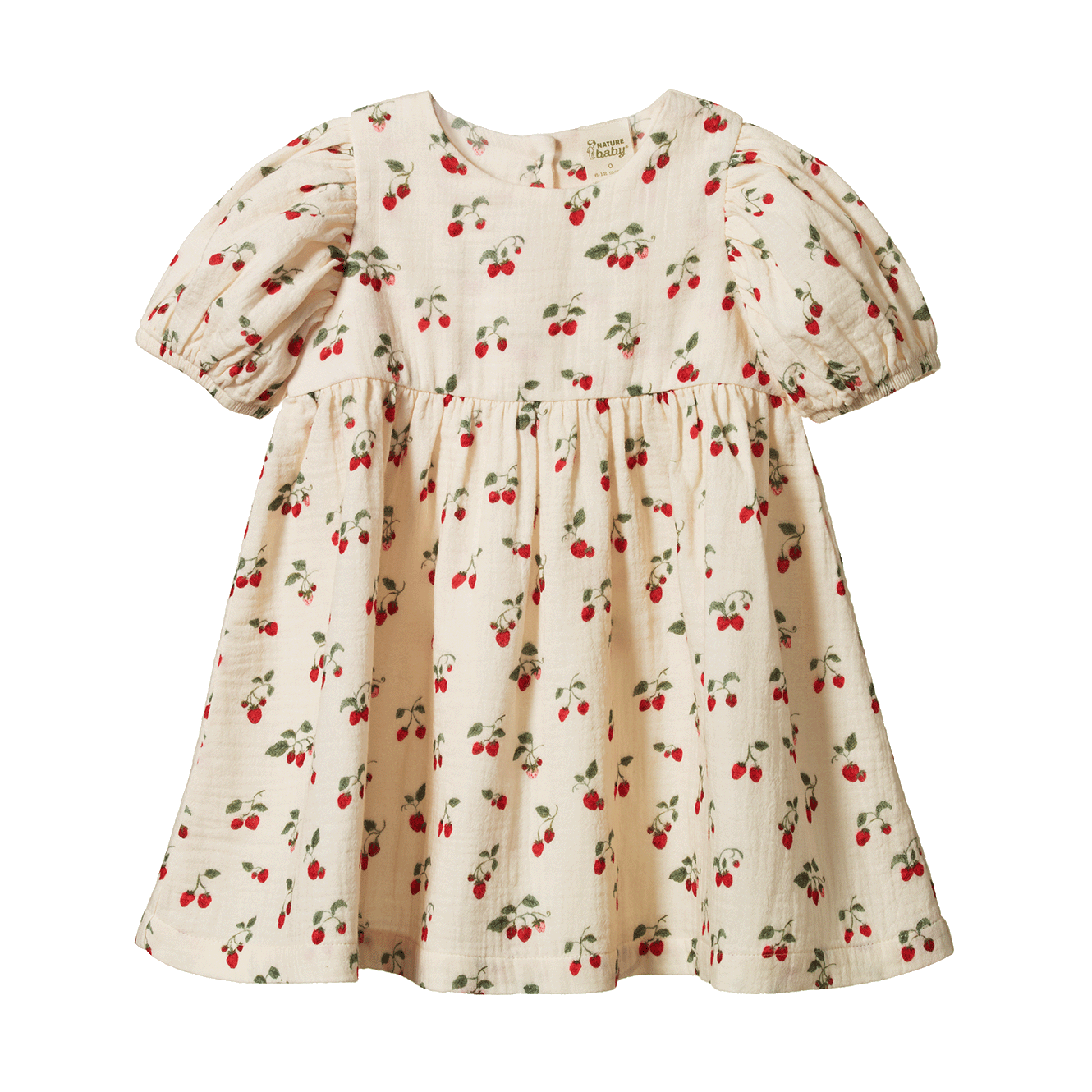 Nature Baby Albertine Dress Muslin - Strawberry print