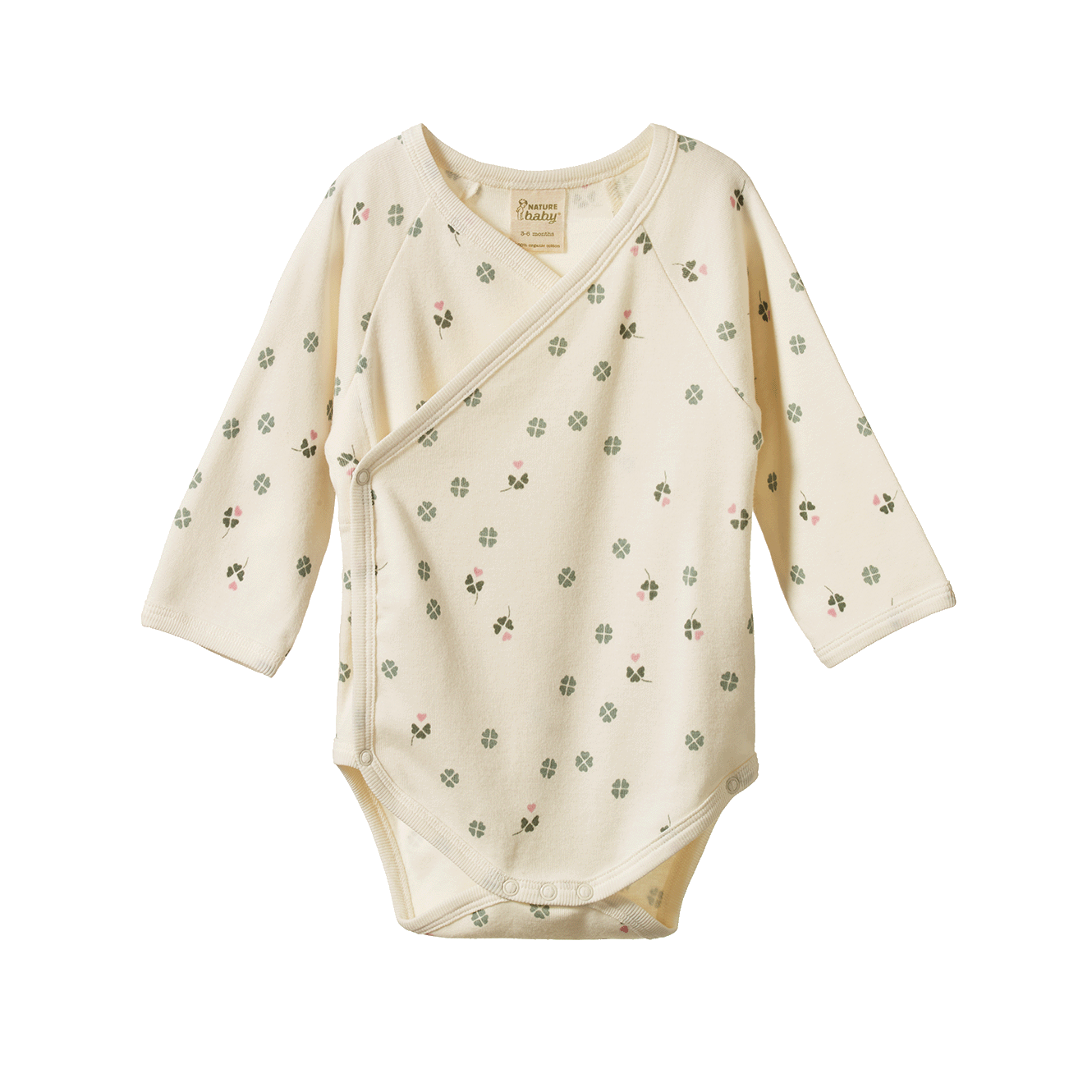 Nature Baby Long Sleeve Kimono Bodysuit- Lucky Print