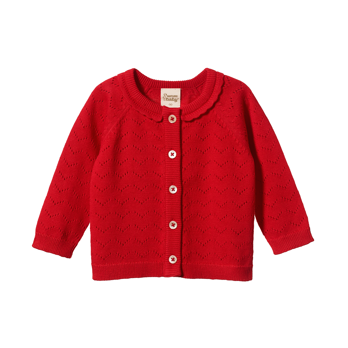Nature Baby Piper Cardigan - Raspberry Red Pointelle