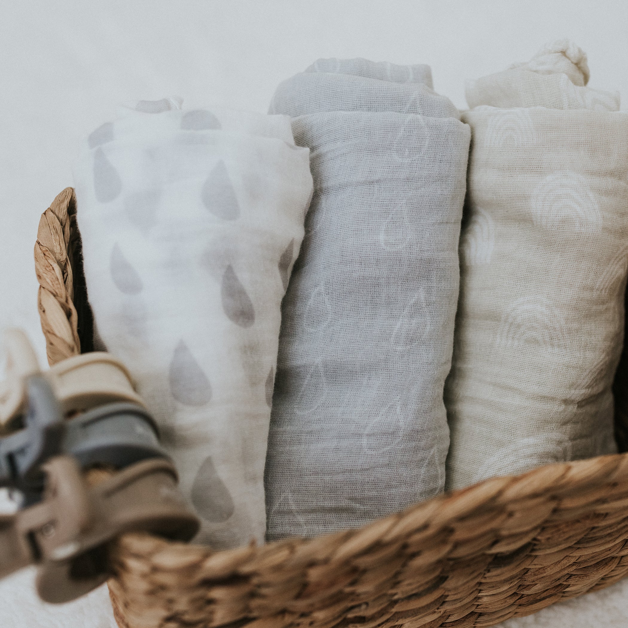 Bubba Blue Nordic 3pk Muslin Wraps Grey/Sand