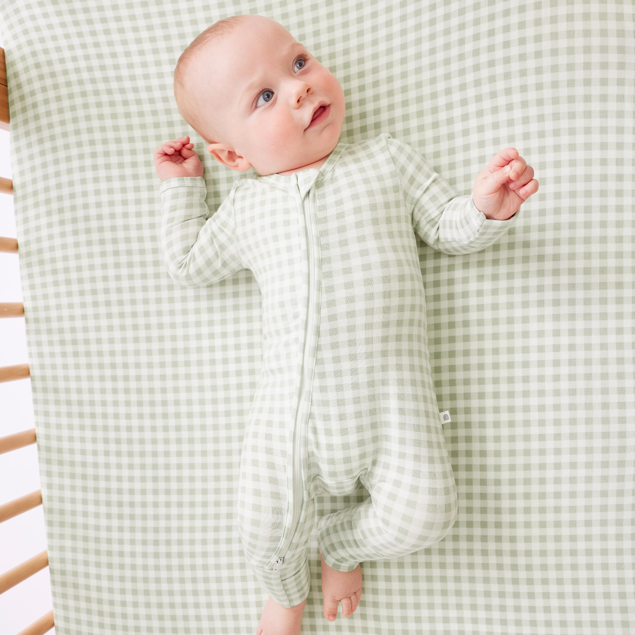 Kynd Baby Day or Night Onesie - Sage Gingham