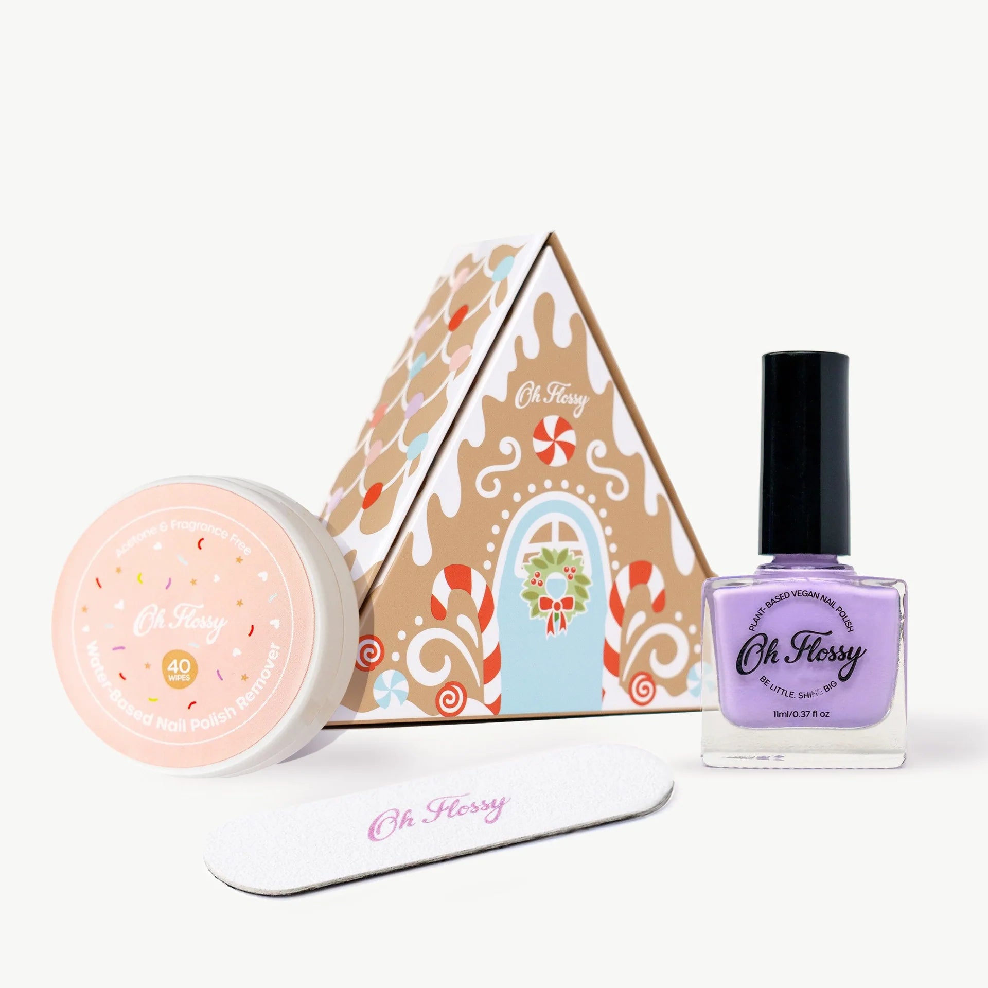 Oh Flossy Christmas Gingerbread  House Mini Mani Set